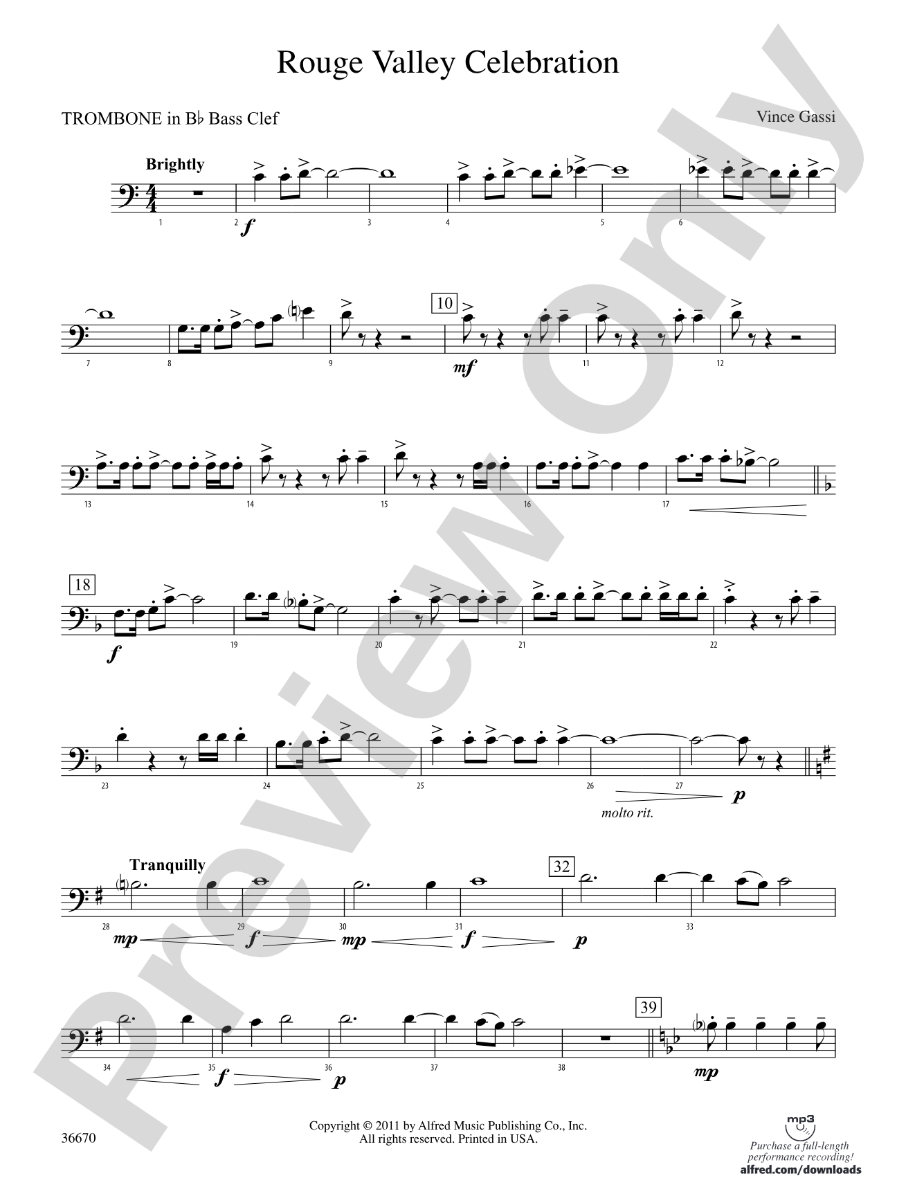 Rouge Valley Celebration: (wp) 1st B-flat Trombone B.C.