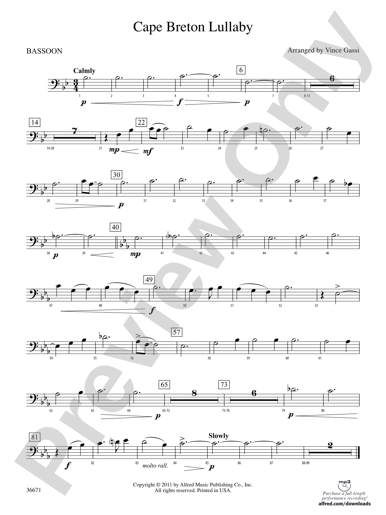 Cape Breton Lullaby: Bassoon