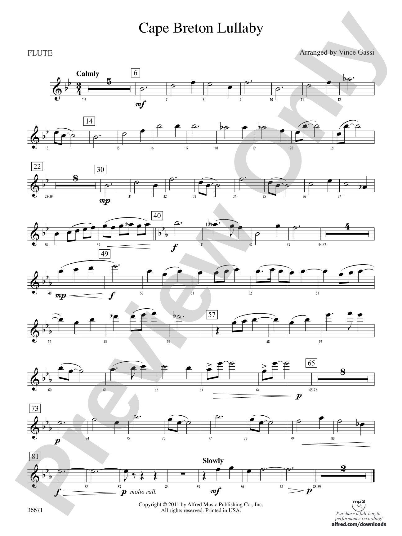 Cape Breton Lullaby: Flute