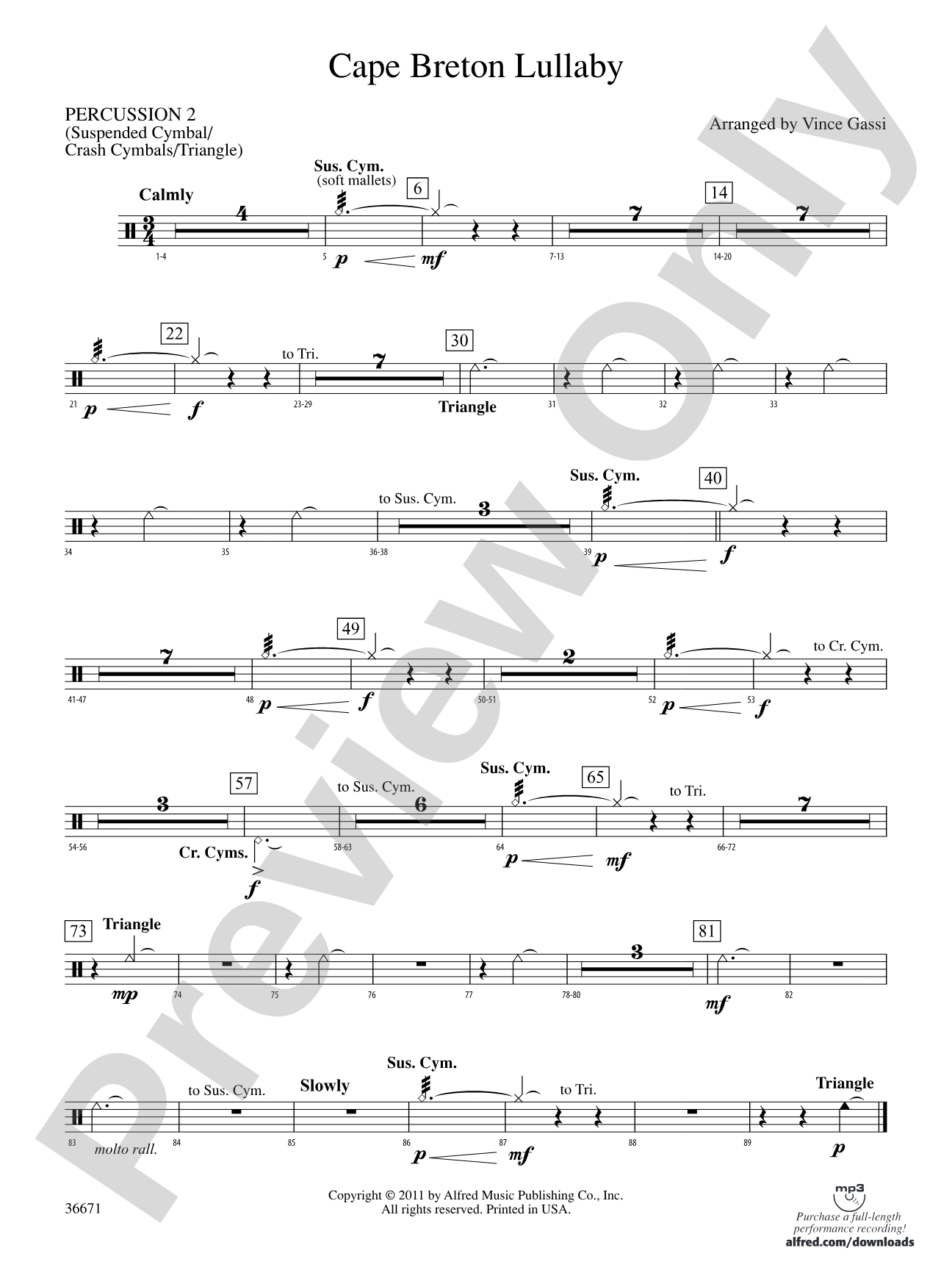 Cape Breton Lullaby: 2nd Percussion