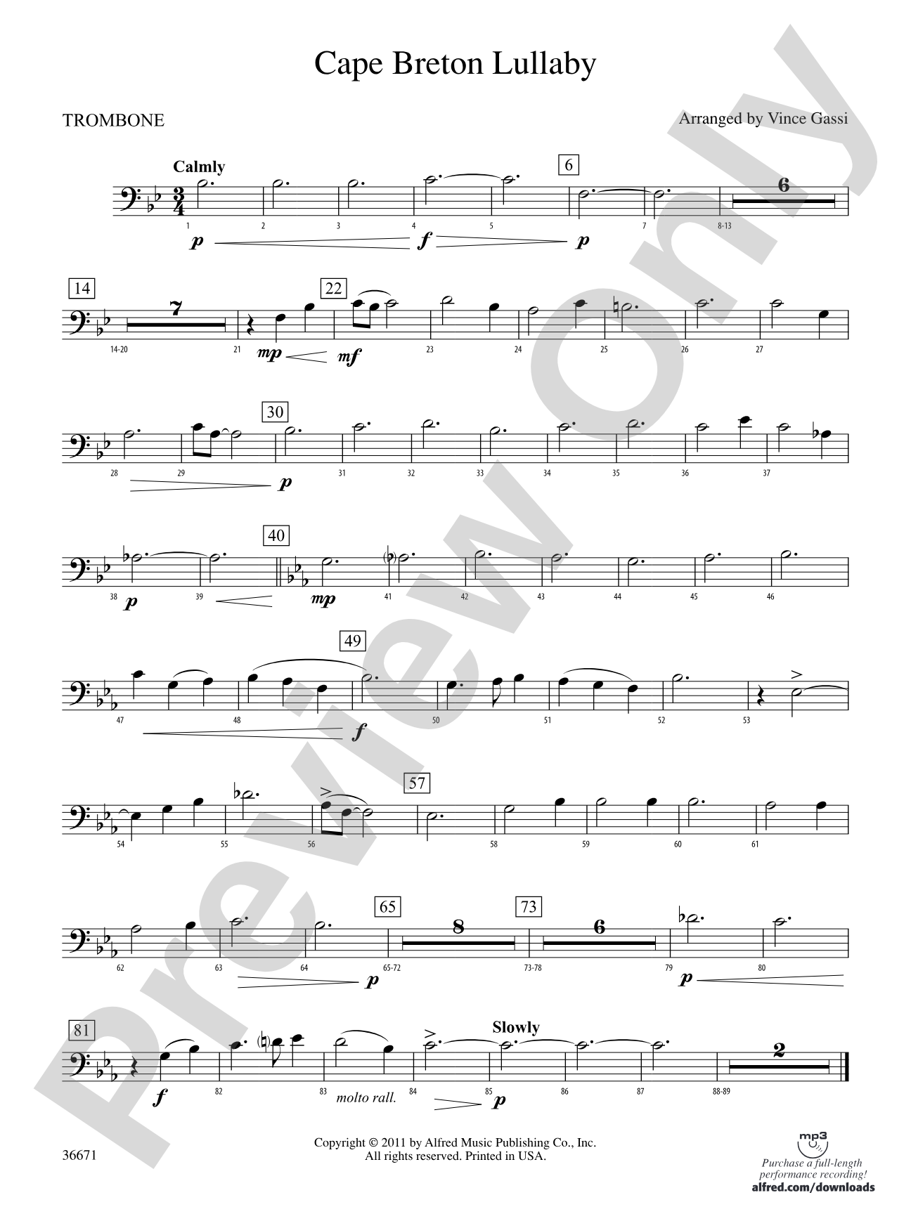 Cape Breton Lullaby: 1st Trombone