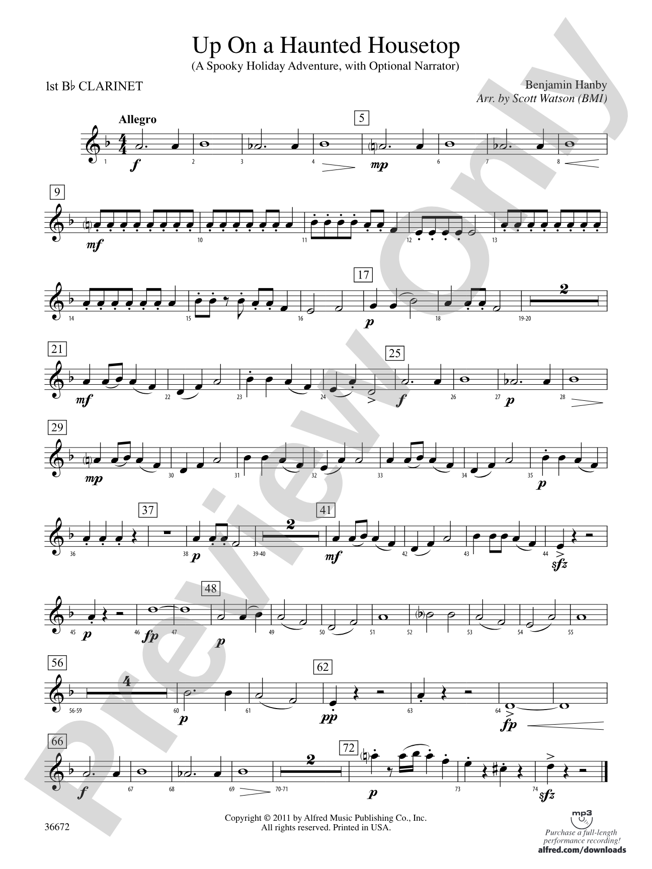 Up on a Haunted Housetop: 1st B-flat Clarinet