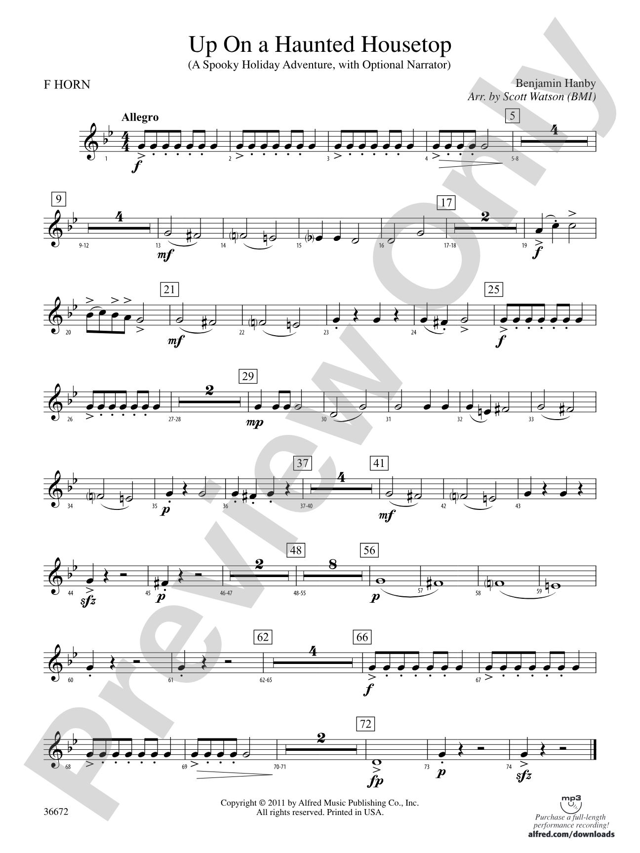 Up on a Haunted Housetop: 1st F Horn