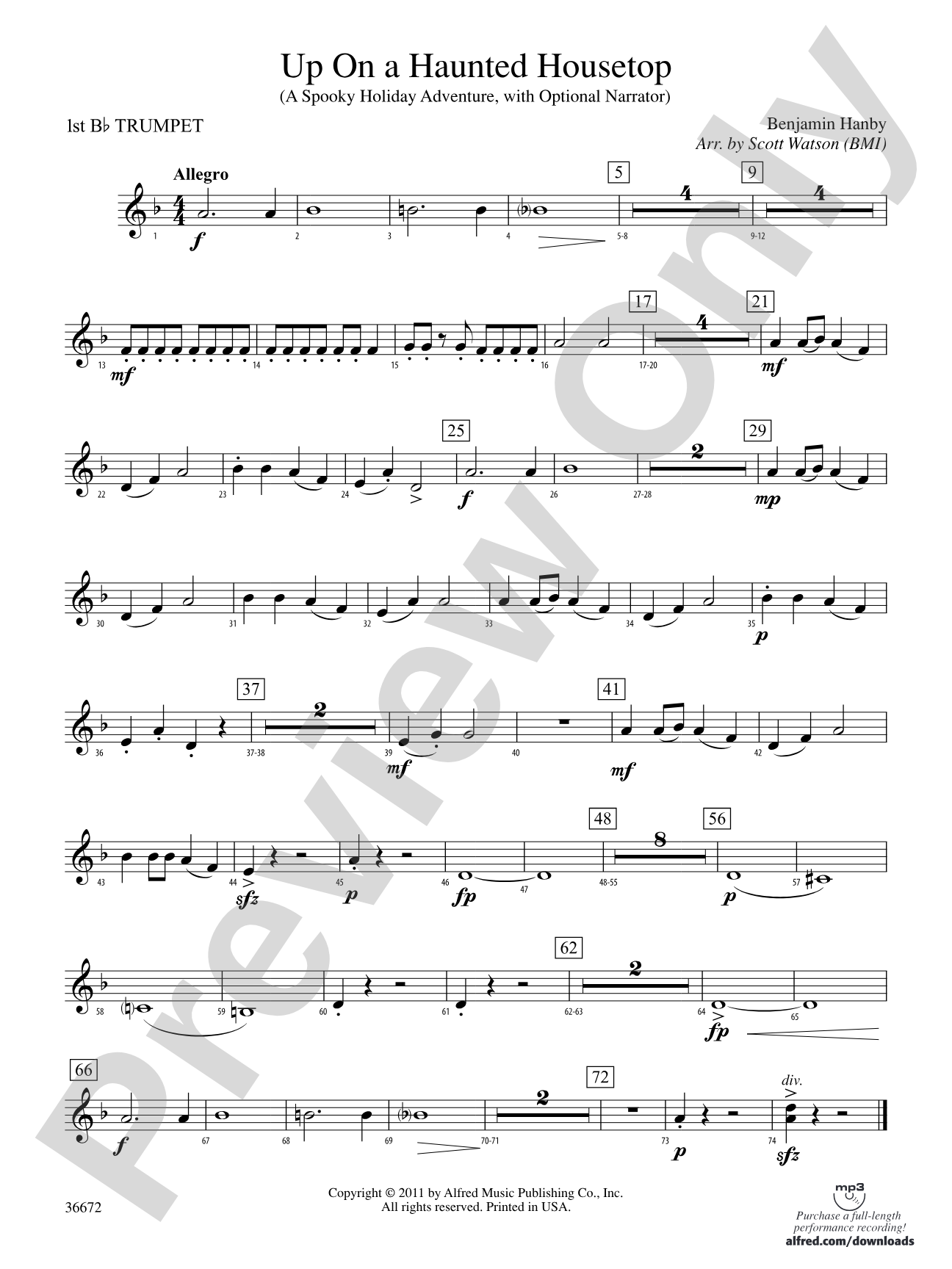 Up on a Haunted Housetop: 1st B-flat Trumpet