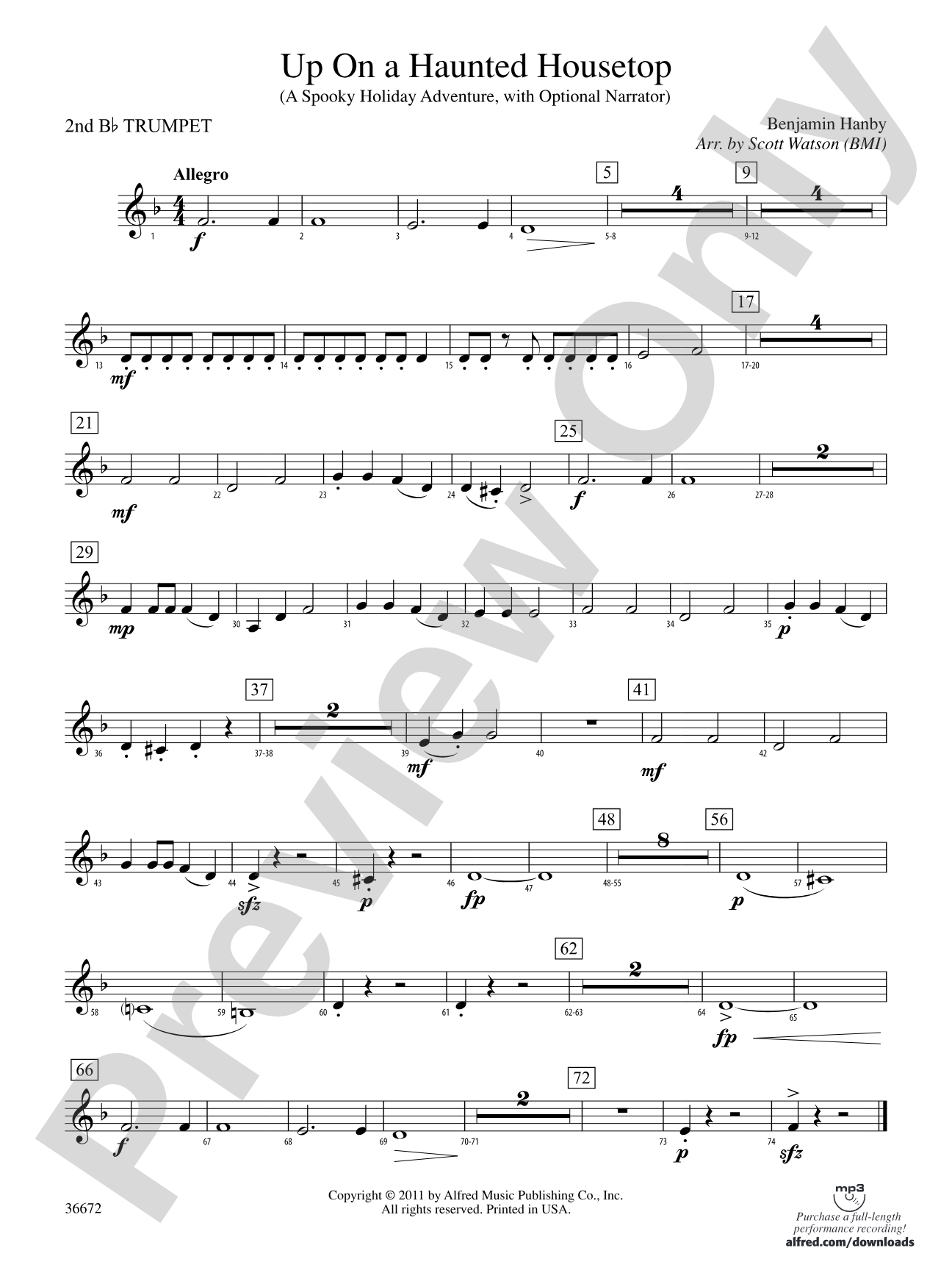 Up on a Haunted Housetop: 2nd B-flat Trumpet