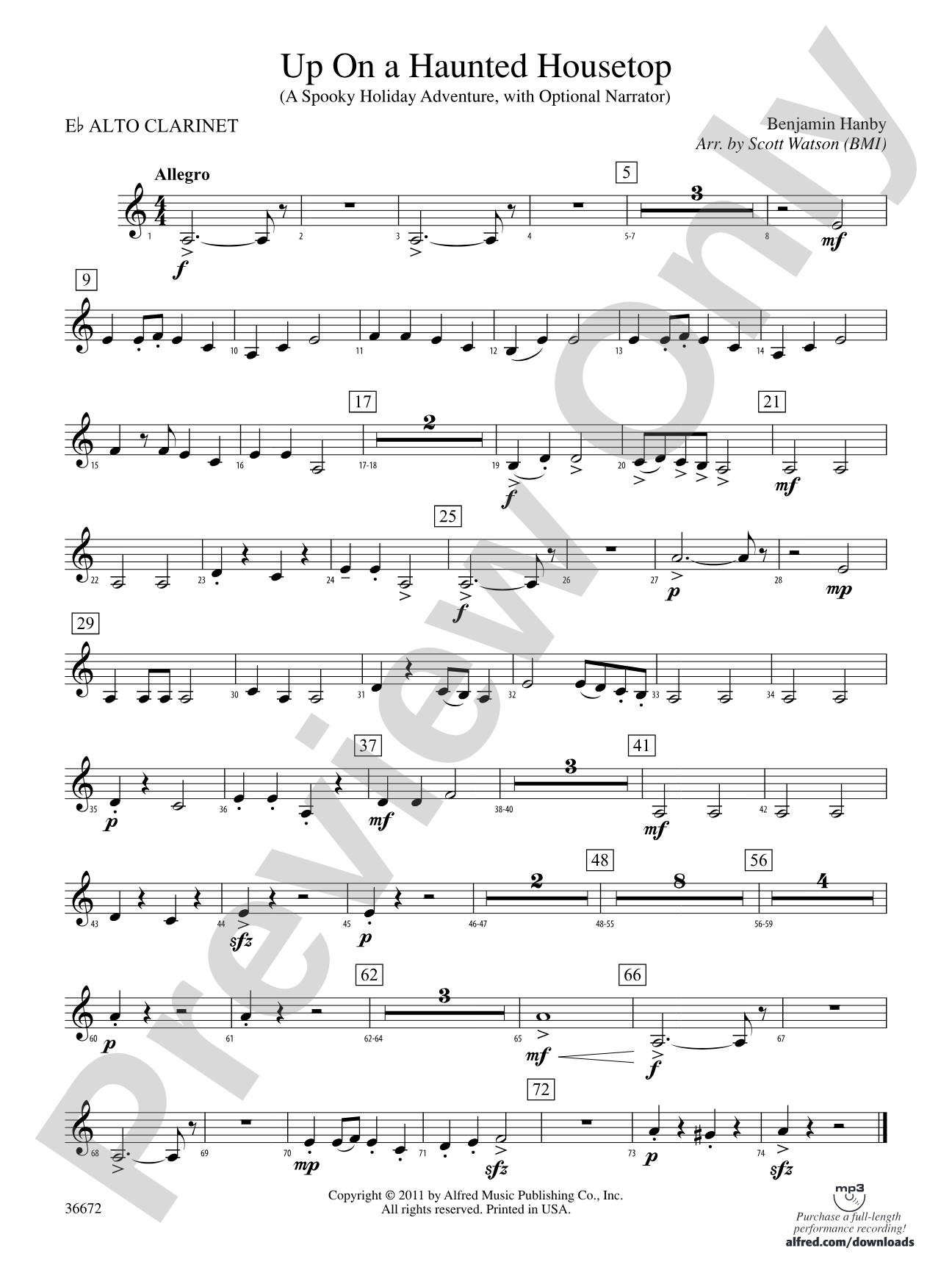Up on a Haunted Housetop: (wp) E-flat Alto Clarinet
