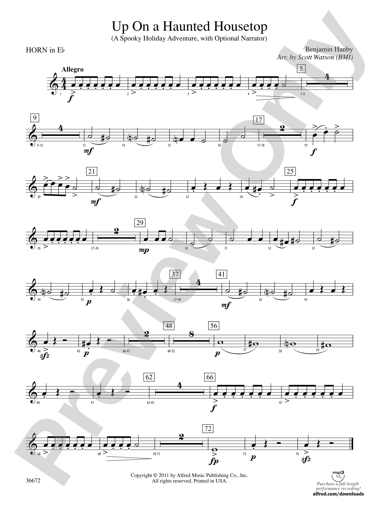 Up on a Haunted Housetop: (wp) 1st Horn in E-flat