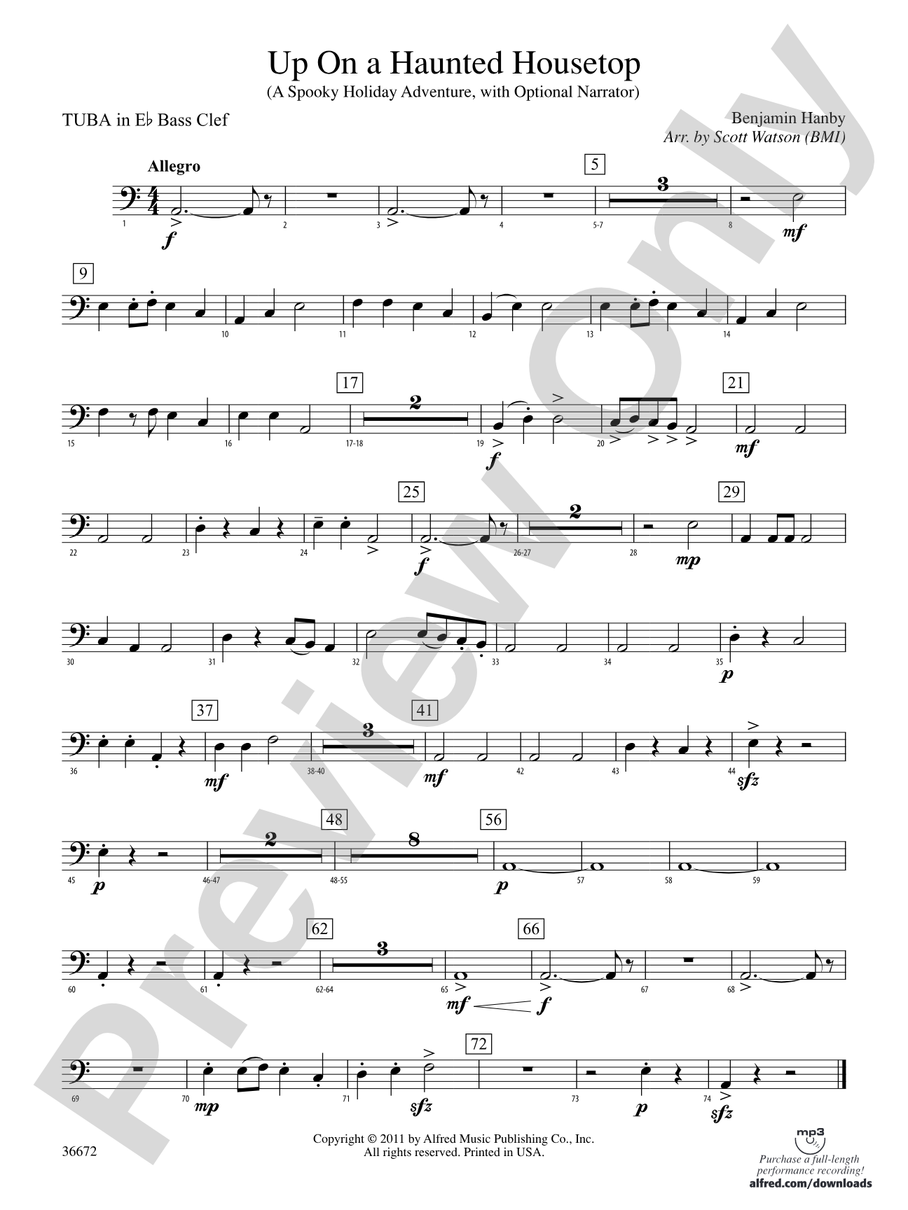 Up on a Haunted Housetop: (wp) E-flat Tuba B.C.