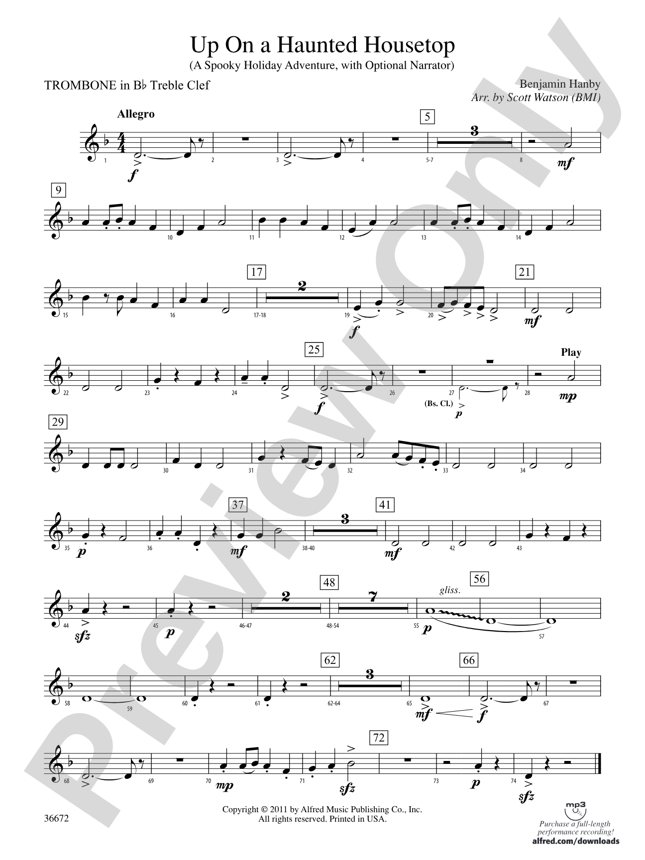 Up on a Haunted Housetop: (wp) 1st B-flat Trombone T.C.