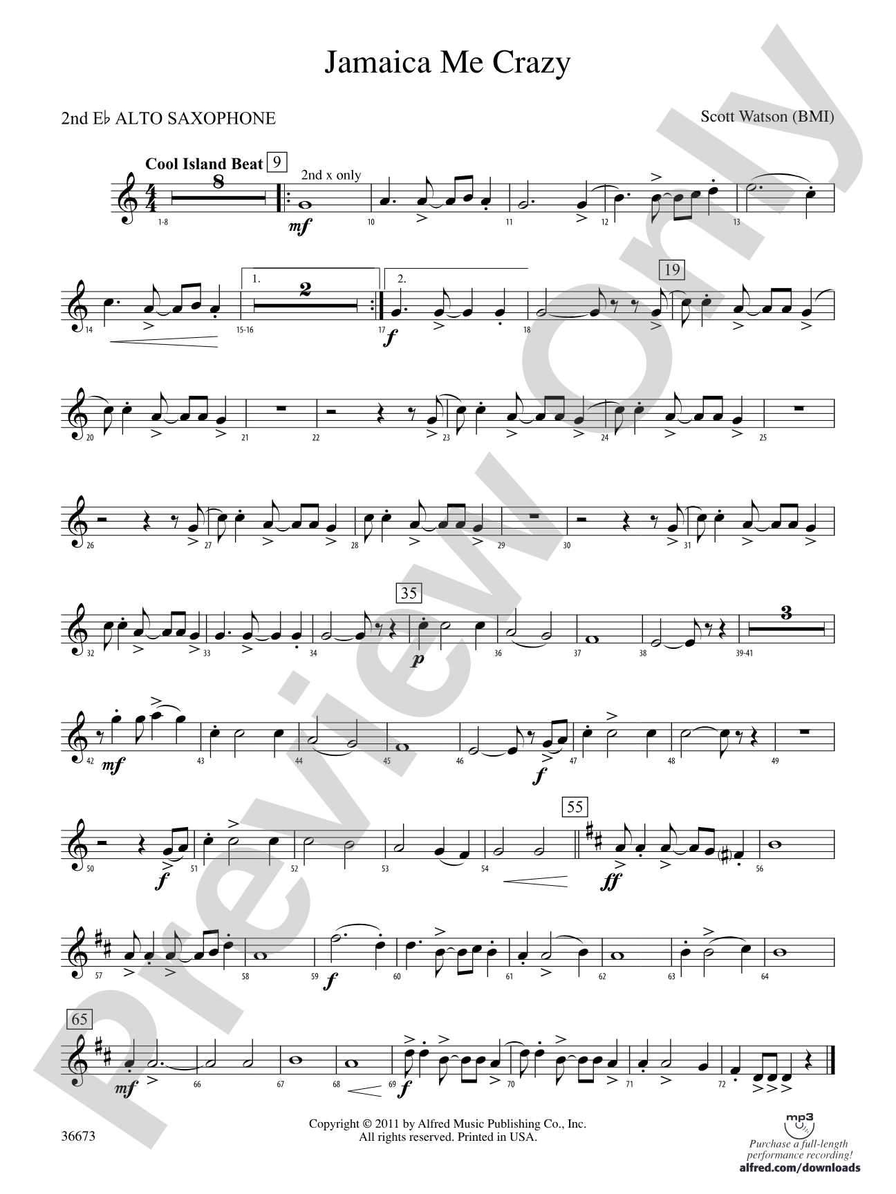 Jamaica Me Crazy: 2nd E-flat Alto Saxophone