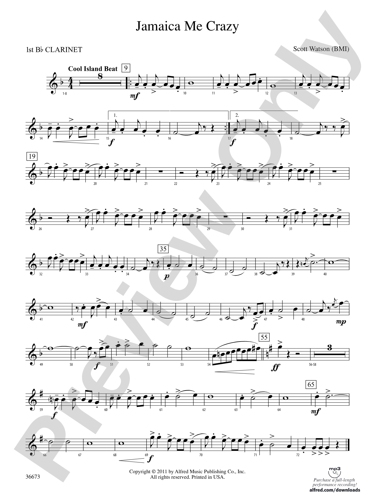 Jamaica Me Crazy: 1st B-flat Clarinet