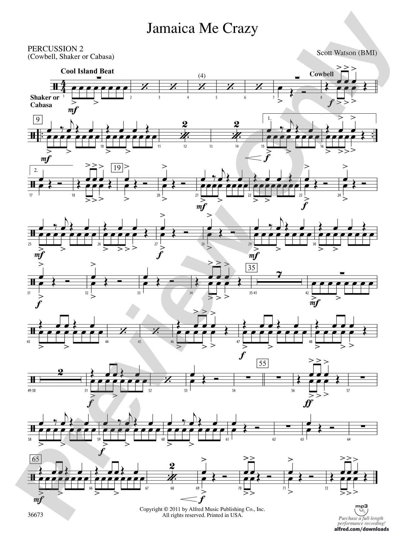 Jamaica Me Crazy: 2nd Percussion