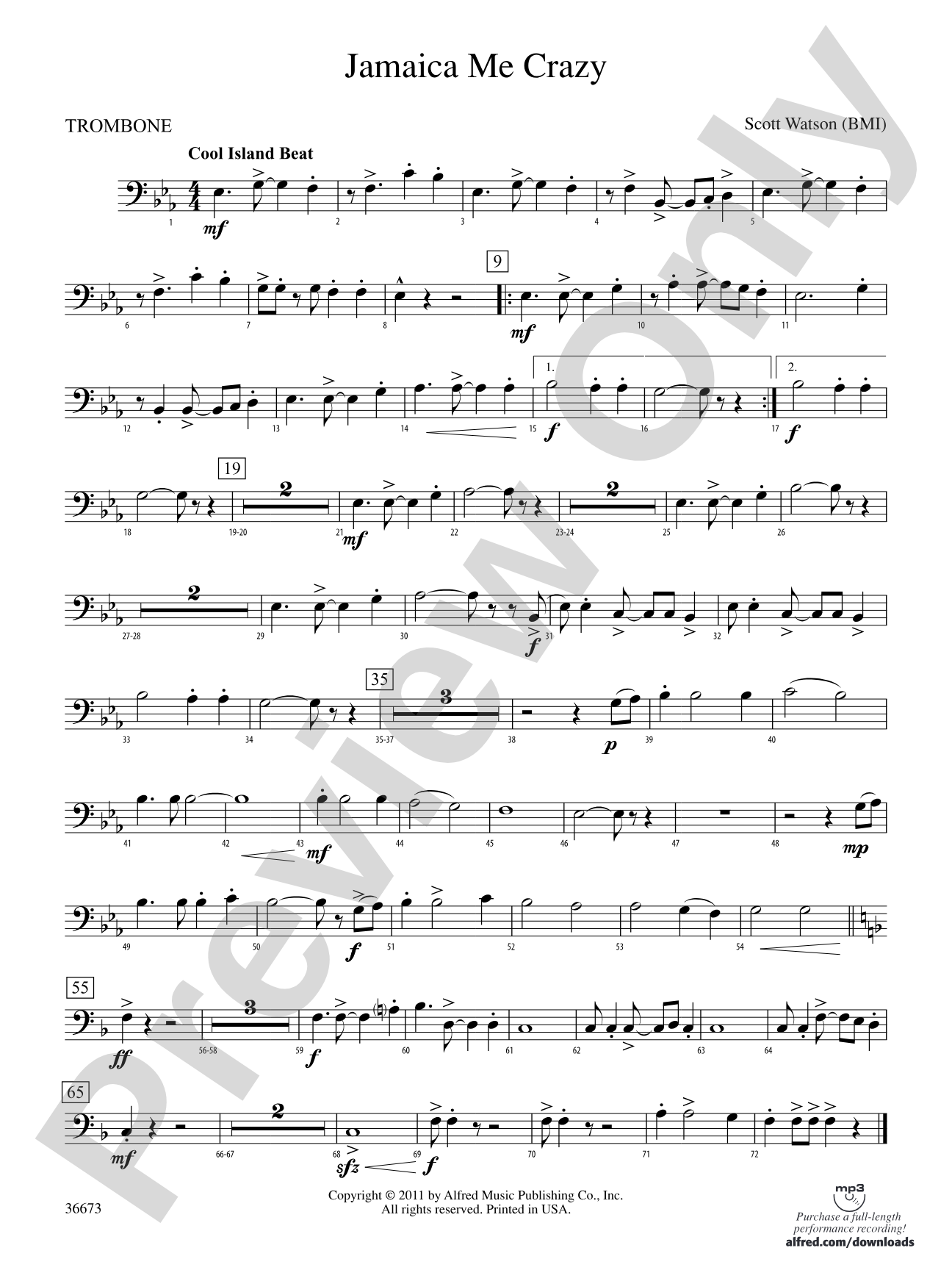 Jamaica Me Crazy: 1st Trombone