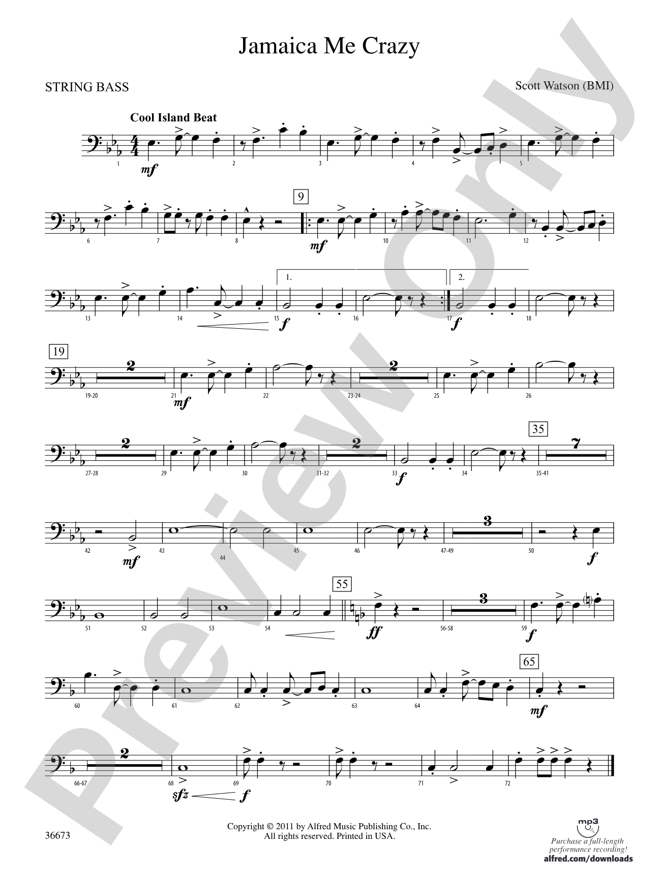 Jamaica Me Crazy: (wp) String Bass