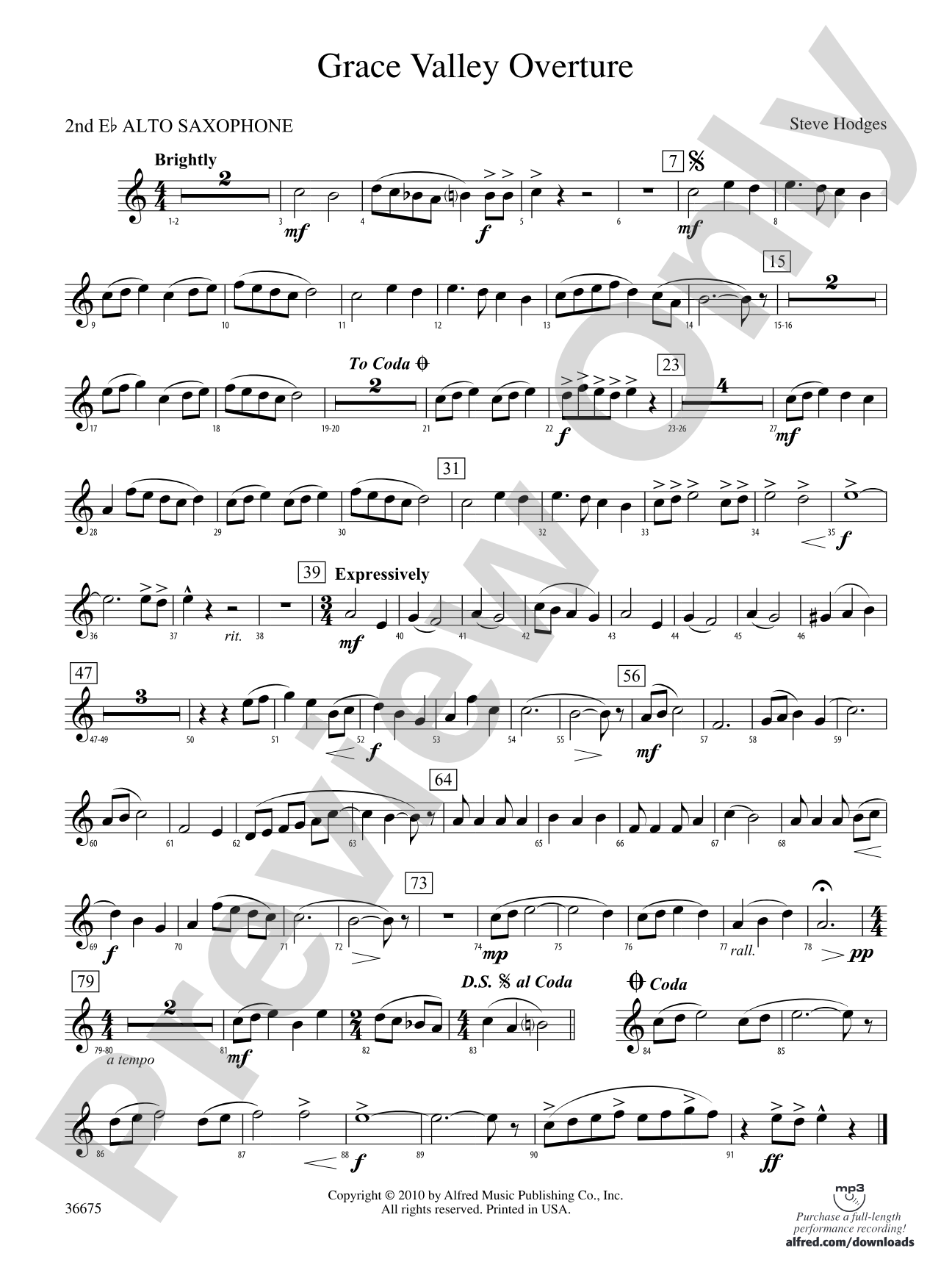 Grace Valley Overture: 2nd E-flat Alto Saxophone