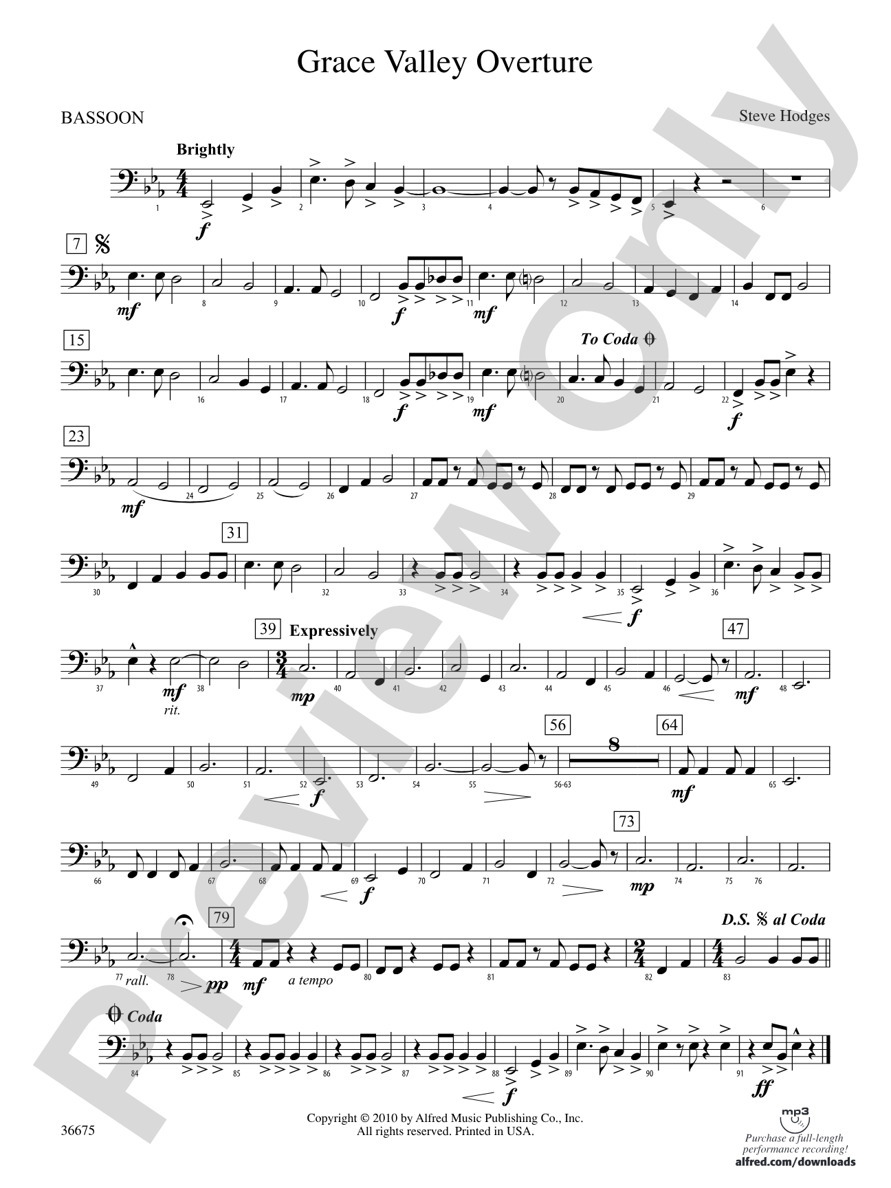 Grace Valley Overture: Bassoon