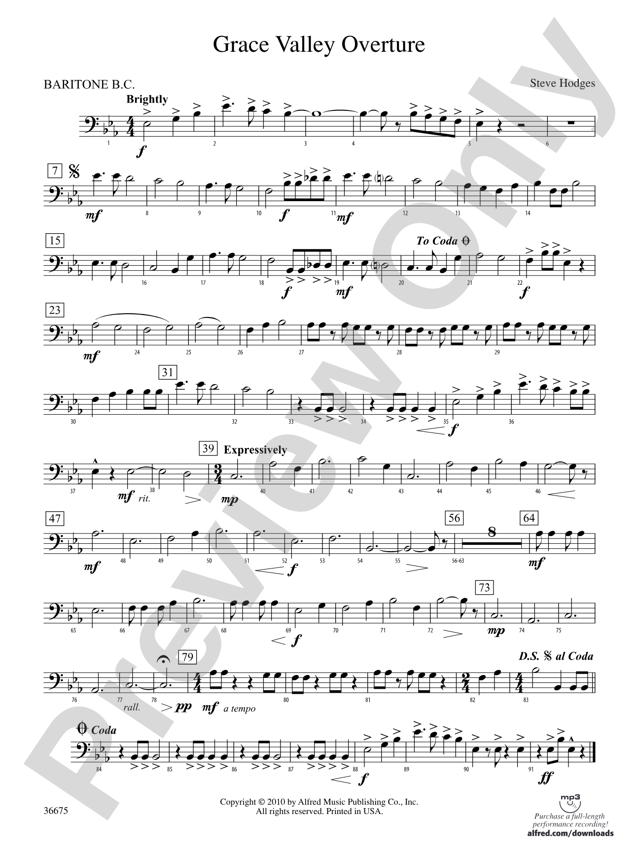 Grace Valley Overture: Baritone B.C.