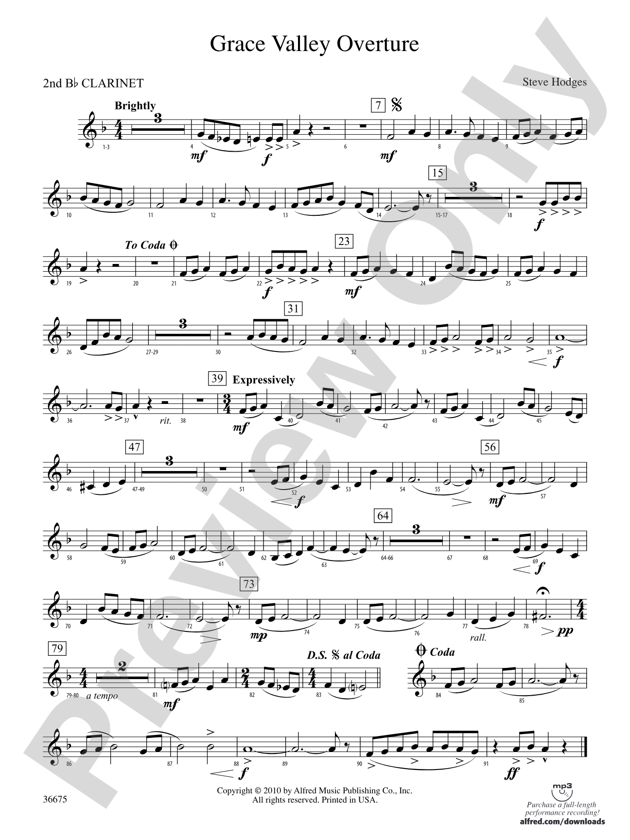 Grace Valley Overture: 2nd B-flat Clarinet