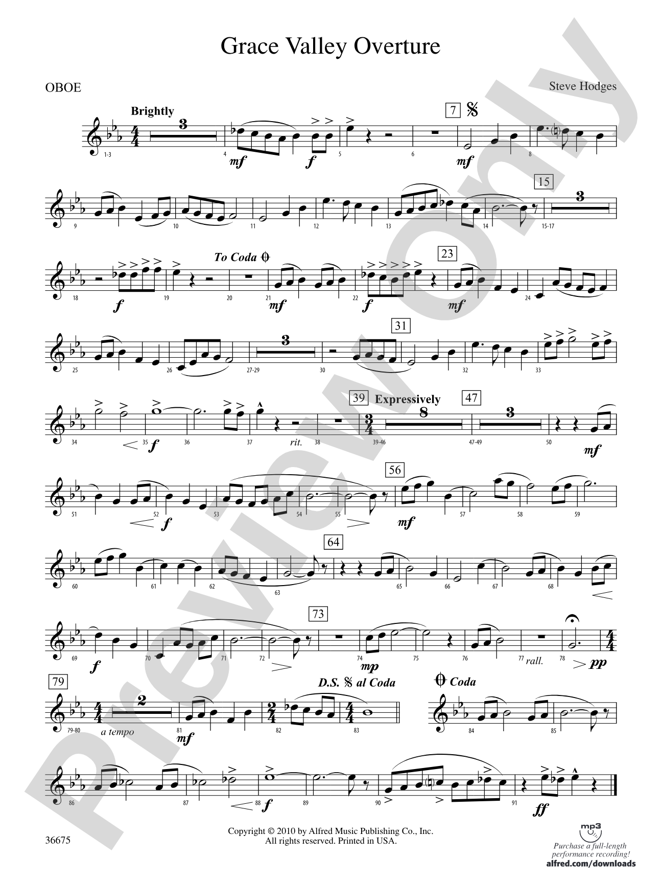 Grace Valley Overture: Oboe