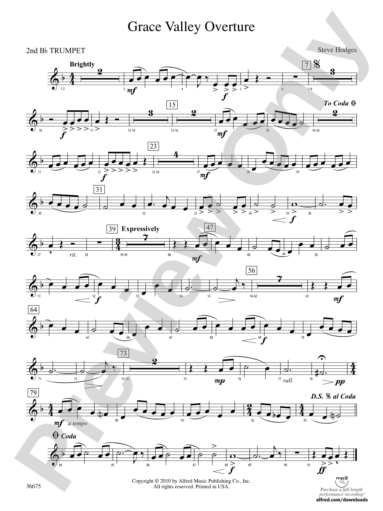Grace Valley Overture: 2nd B-flat Trumpet