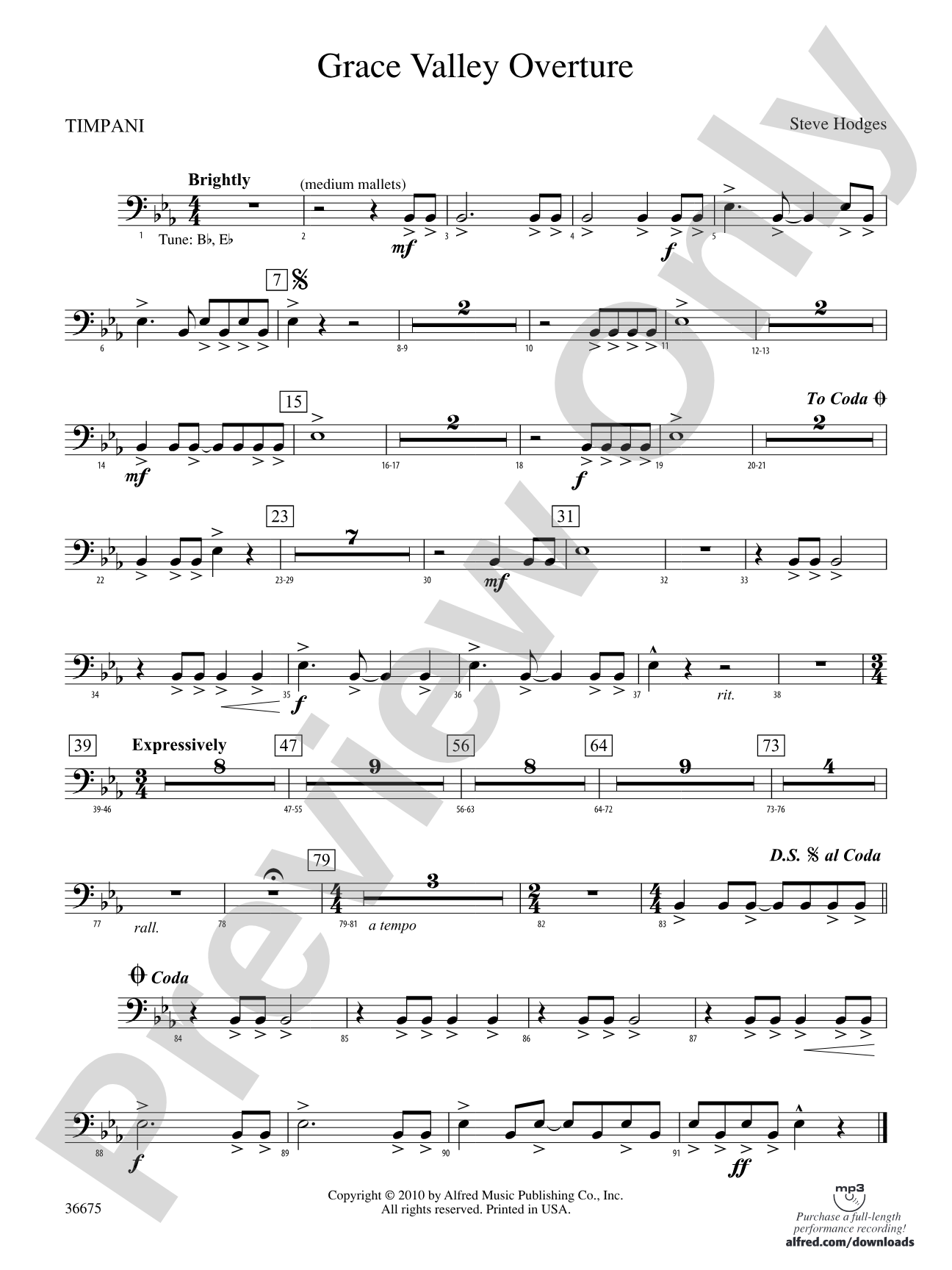 Grace Valley Overture: Timpani