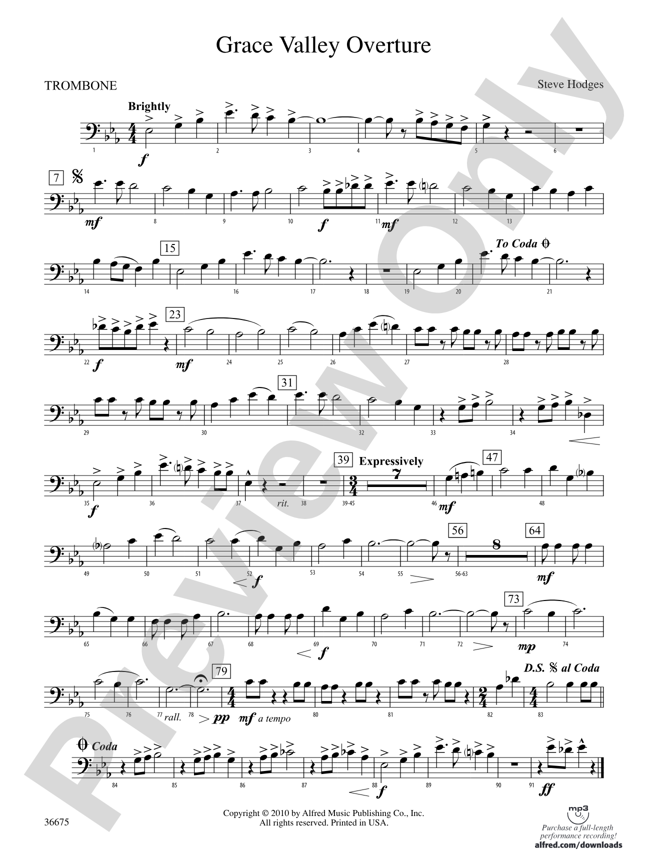 Grace Valley Overture: 1st Trombone