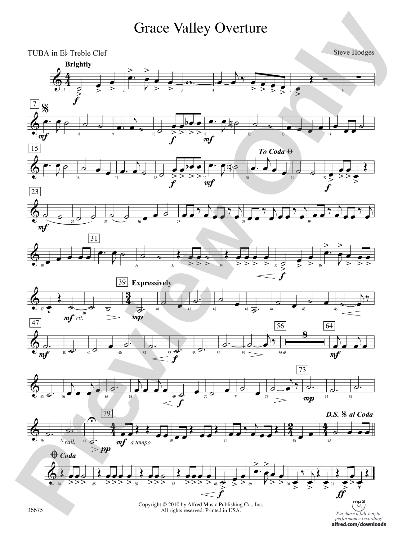 Grace Valley Overture: (wp) E-flat Tuba T.C.