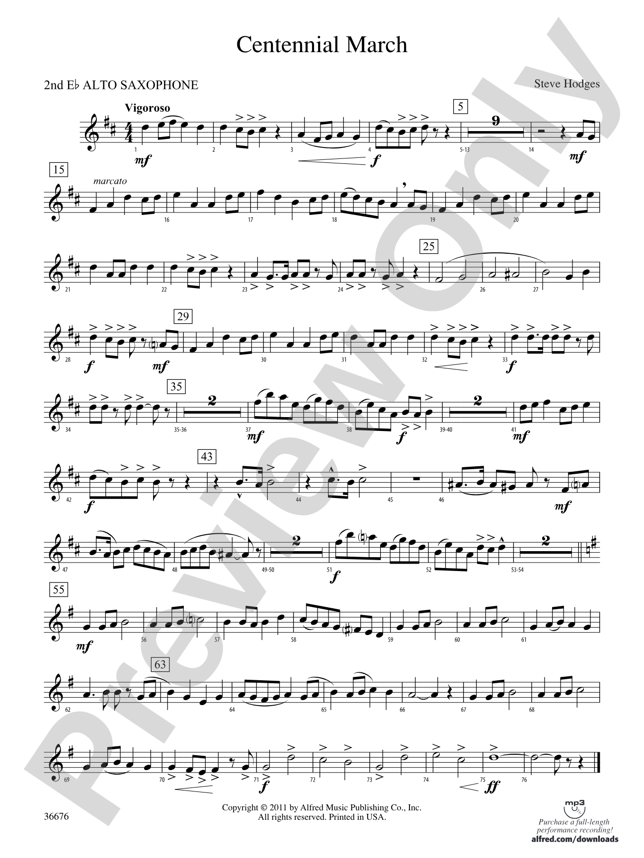 Centennial March: 2nd E-flat Alto Saxophone