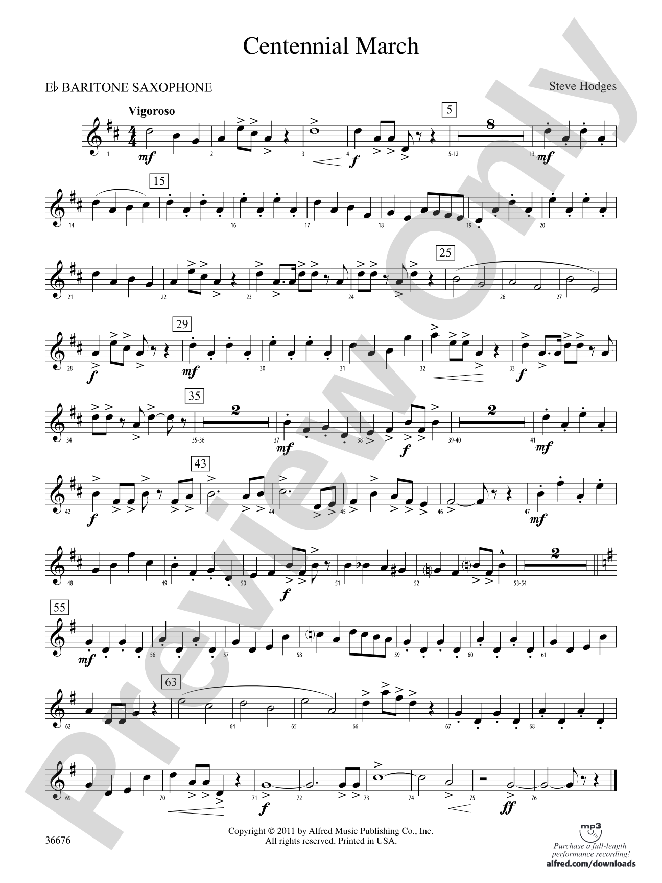 Centennial March: E-flat Baritone Saxophone