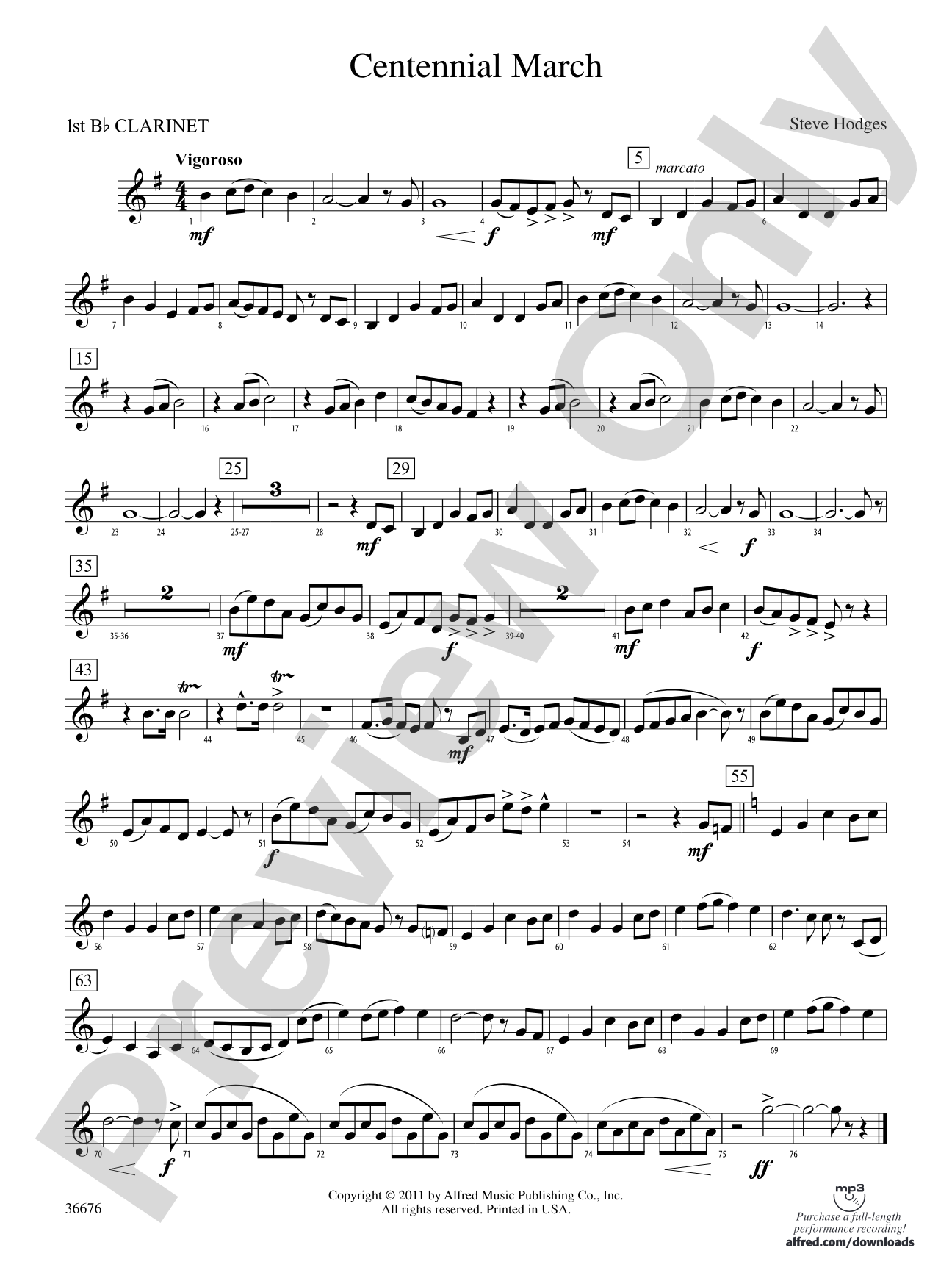 Centennial March: 1st B-flat Clarinet