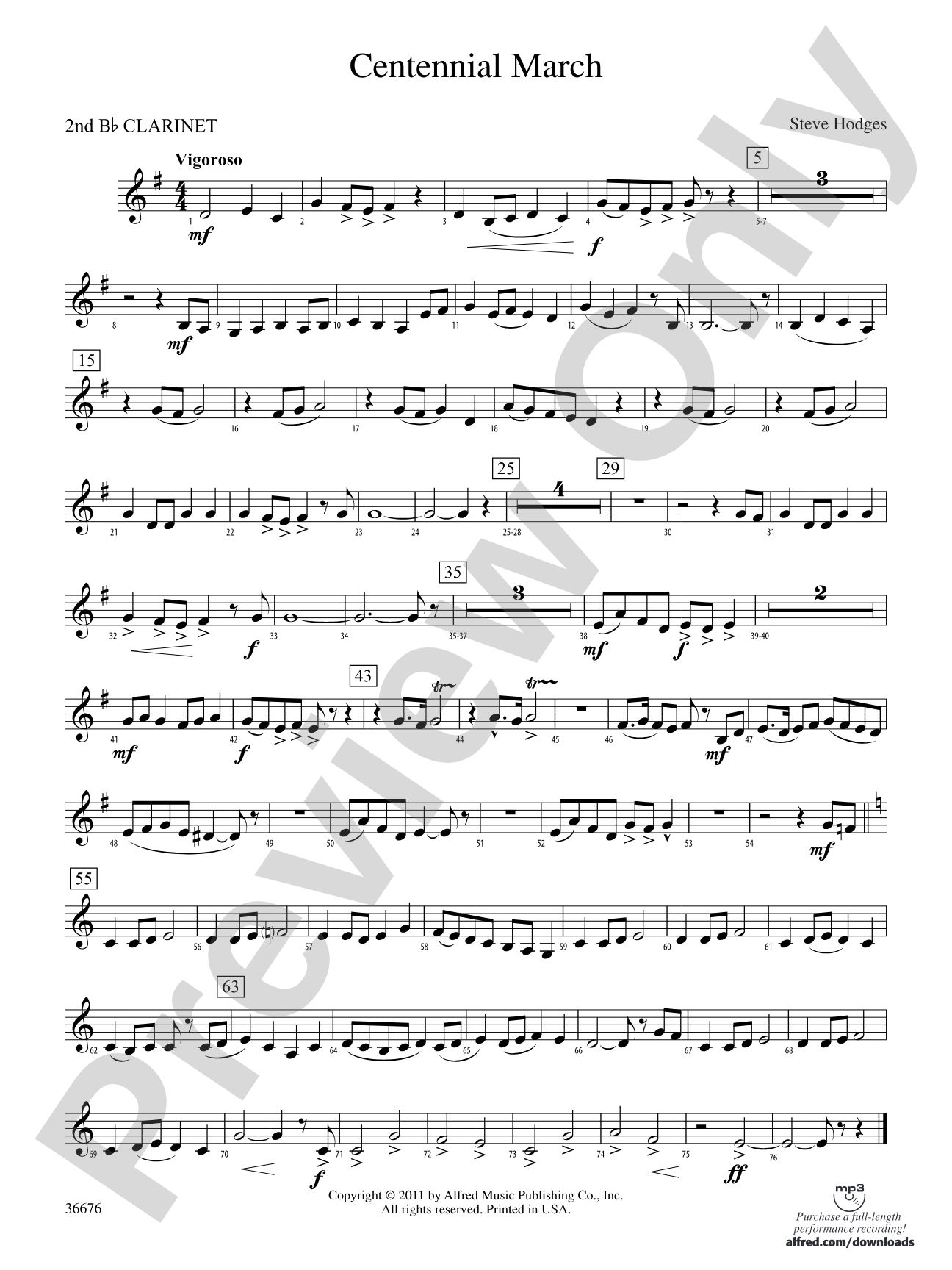 Centennial March: 2nd B-flat Clarinet