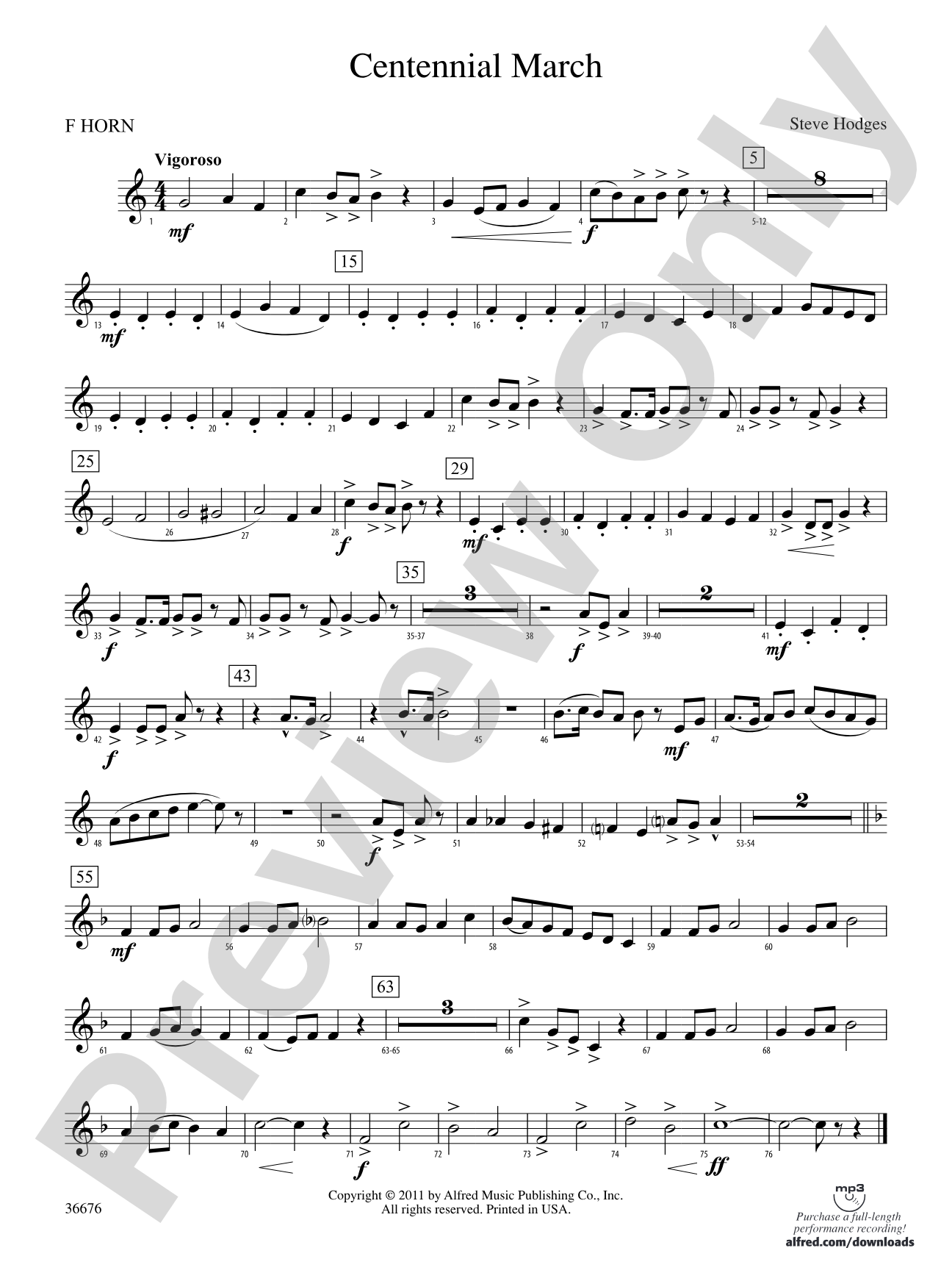 Centennial March: 1st F Horn