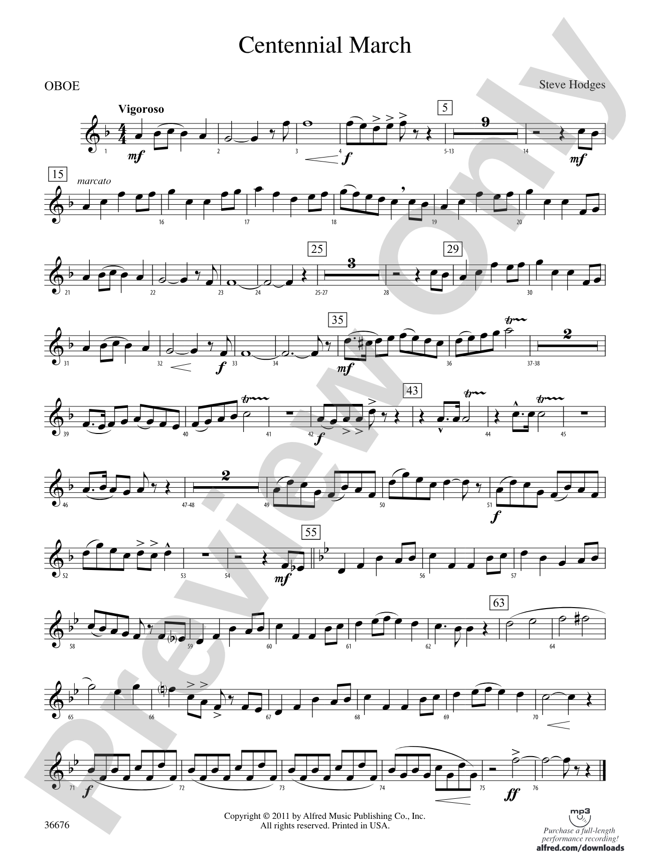 Centennial March: Oboe