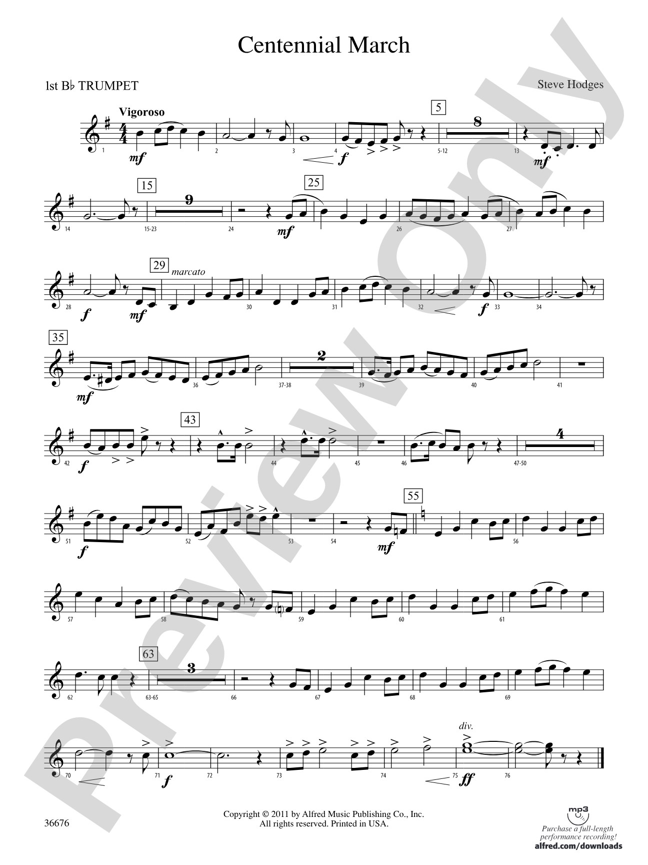 Centennial March: 1st B-flat Trumpet
