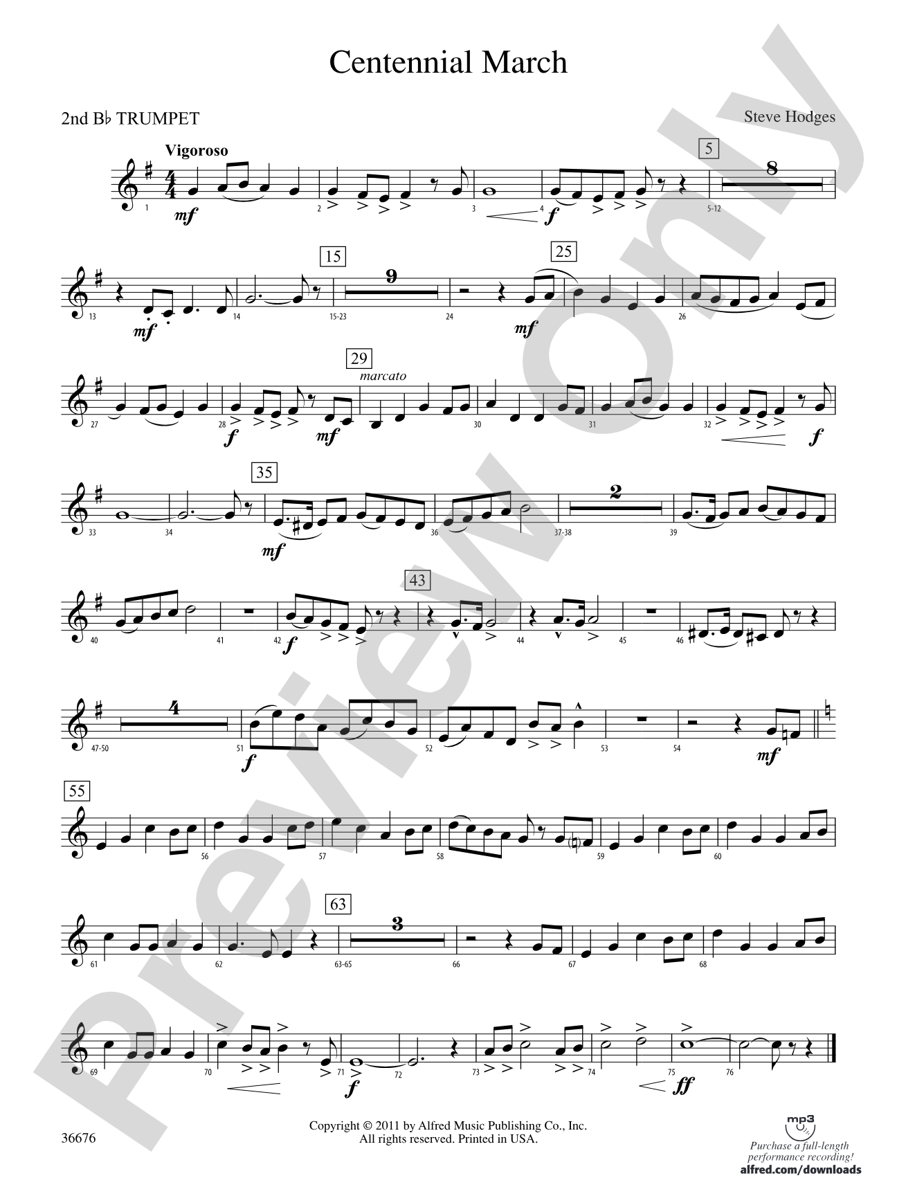 Centennial March: 2nd B-flat Trumpet