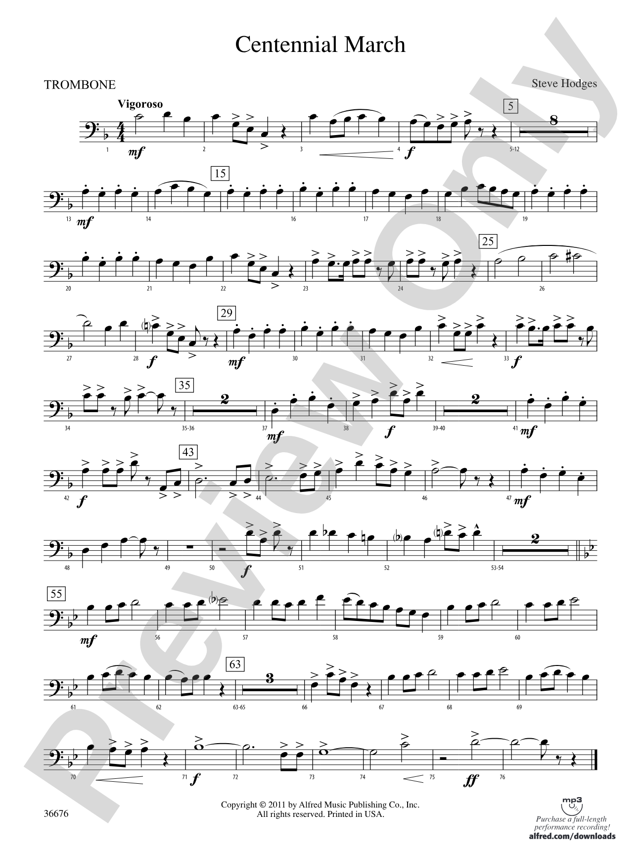Centennial March: 1st Trombone
