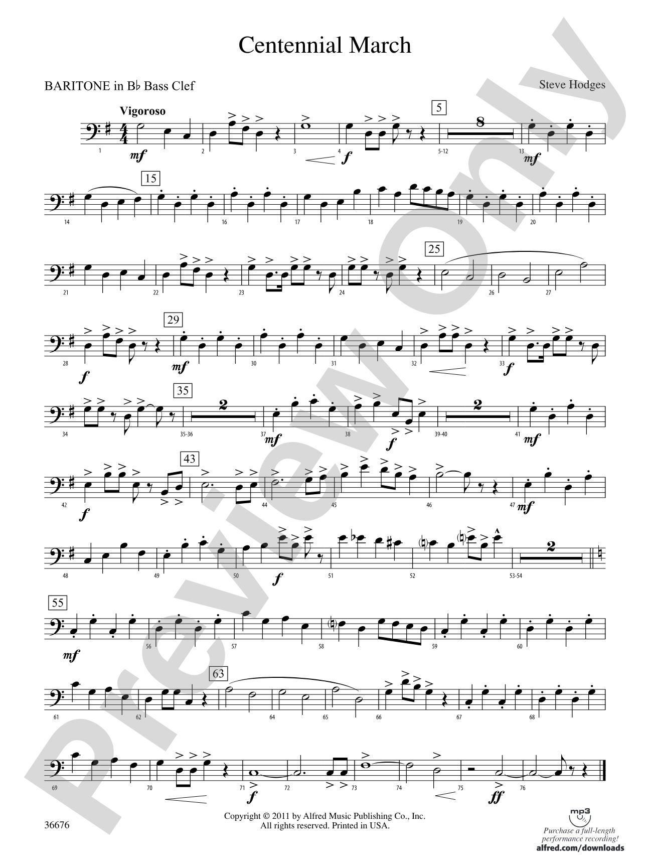 Centennial March: (wp) B-flat Baritone B.C.