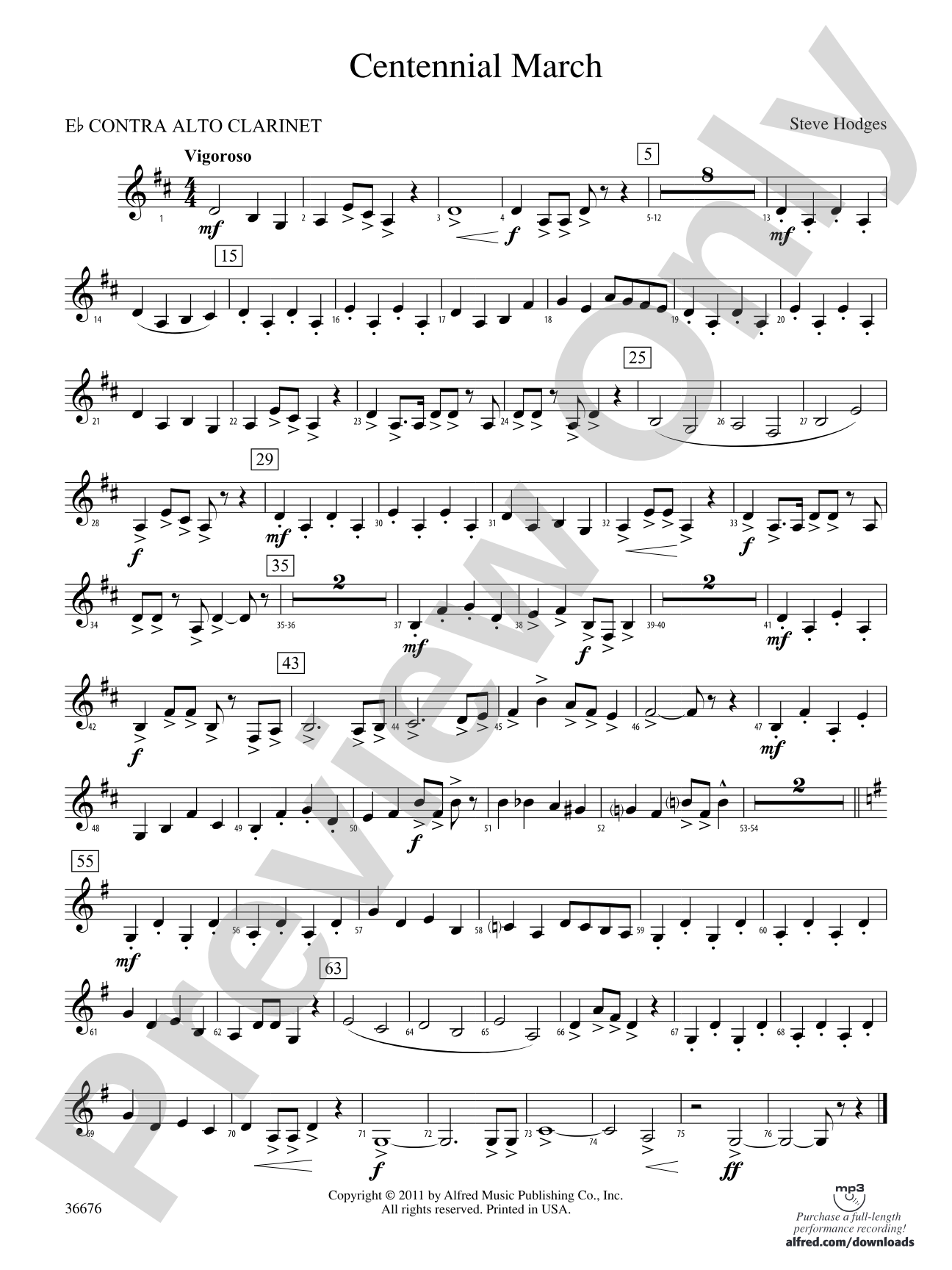 Centennial March: (wp) E-flat Contrabass Clarinet