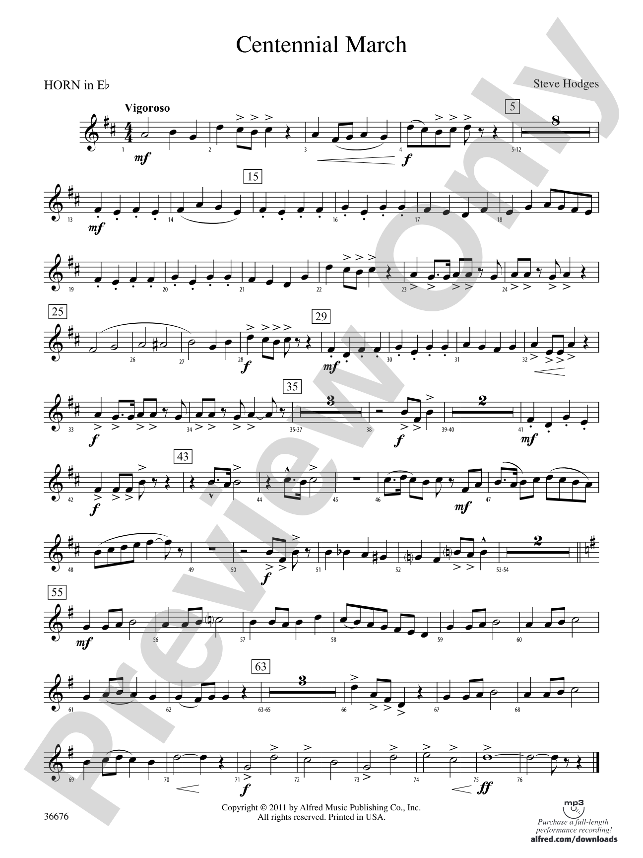 Centennial March: (wp) 1st Horn in E-flat