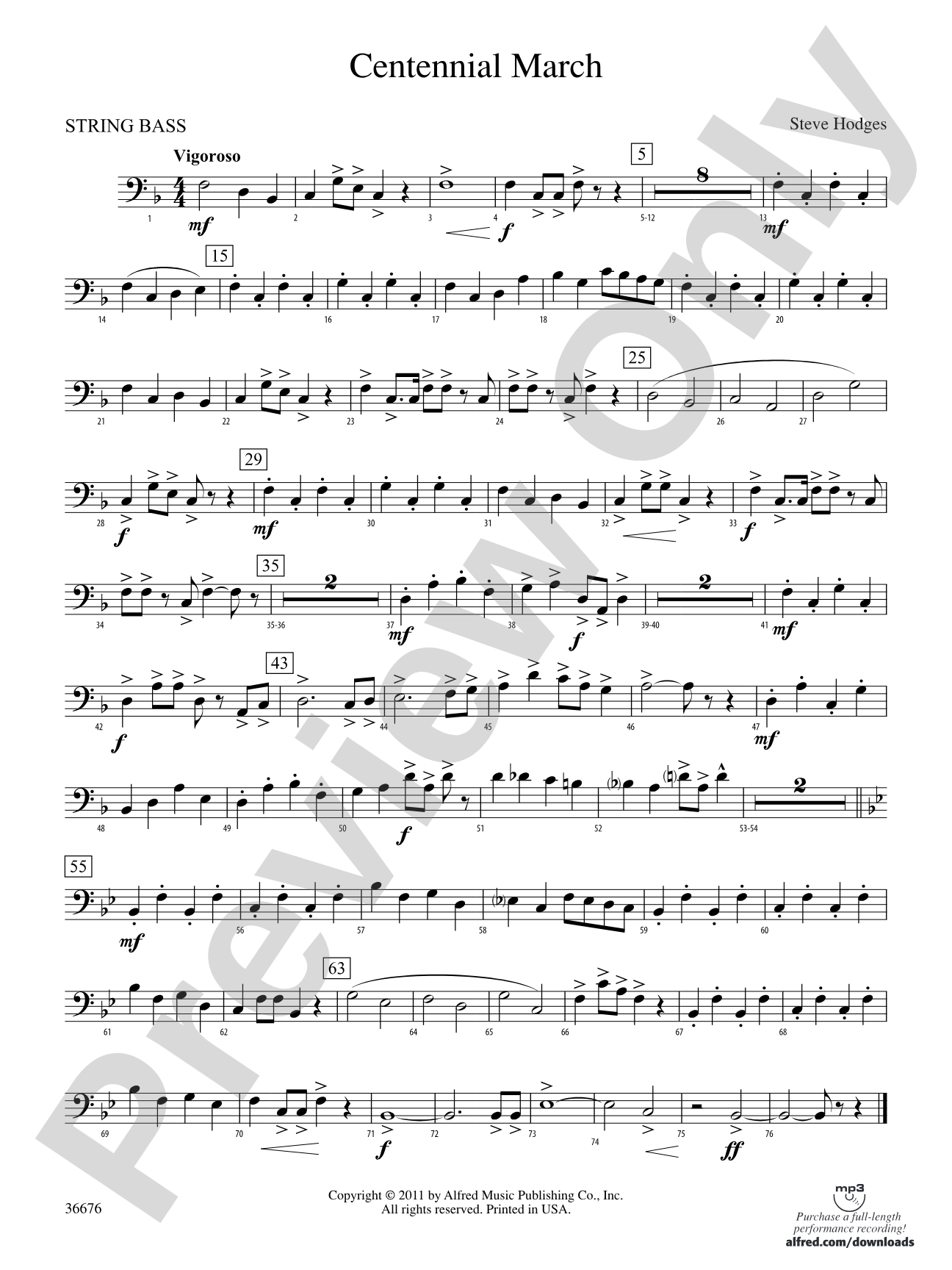 Centennial March: (wp) String Bass