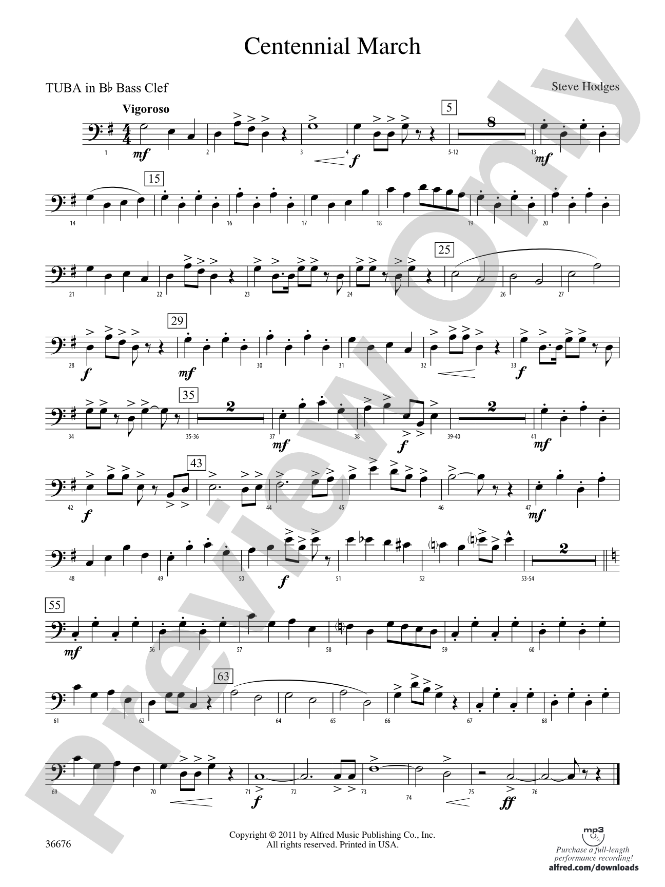 Centennial March: (wp) B-flat Tuba B.C.