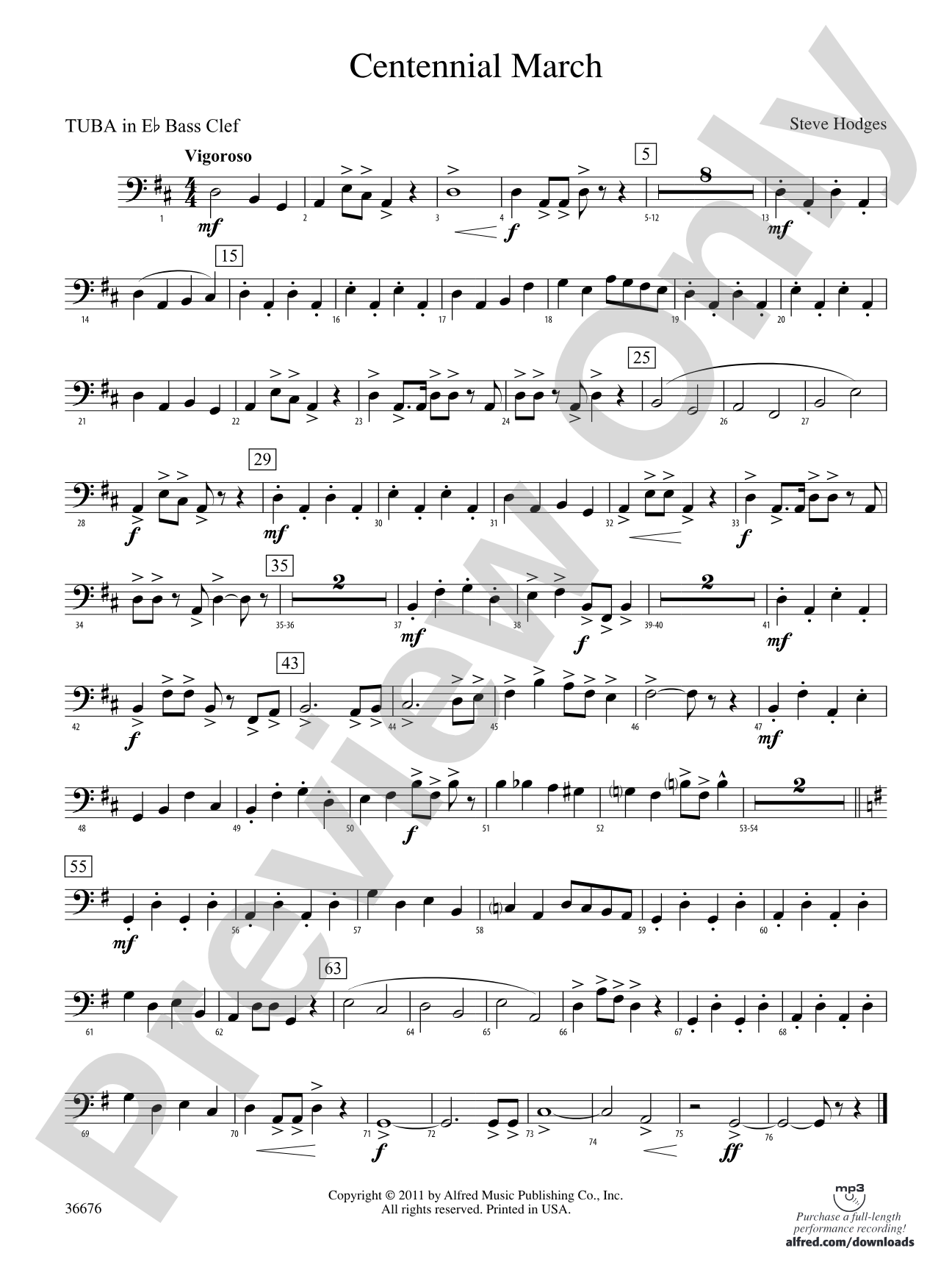 Centennial March: (wp) E-flat Tuba B.C.