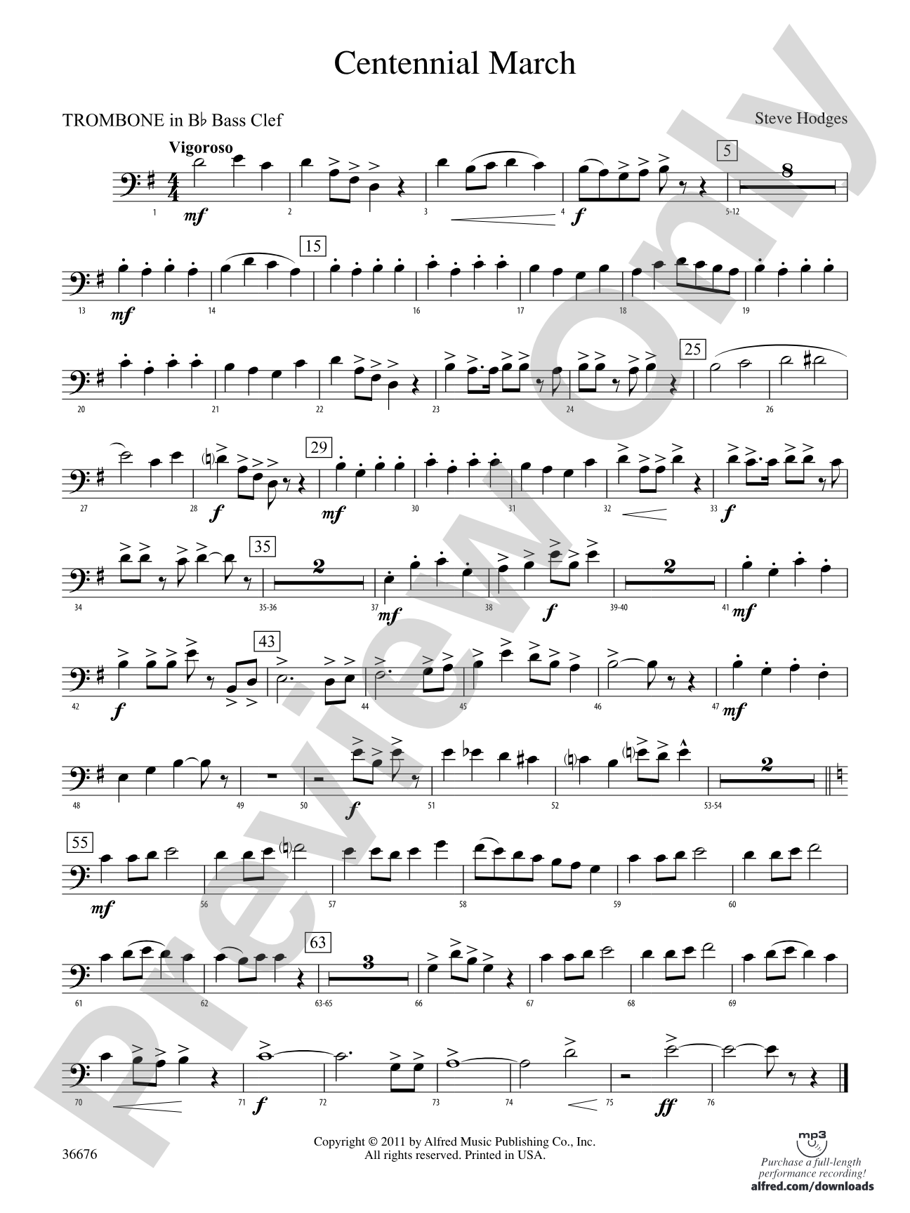 Centennial March: (wp) 1st B-flat Trombone B.C.
