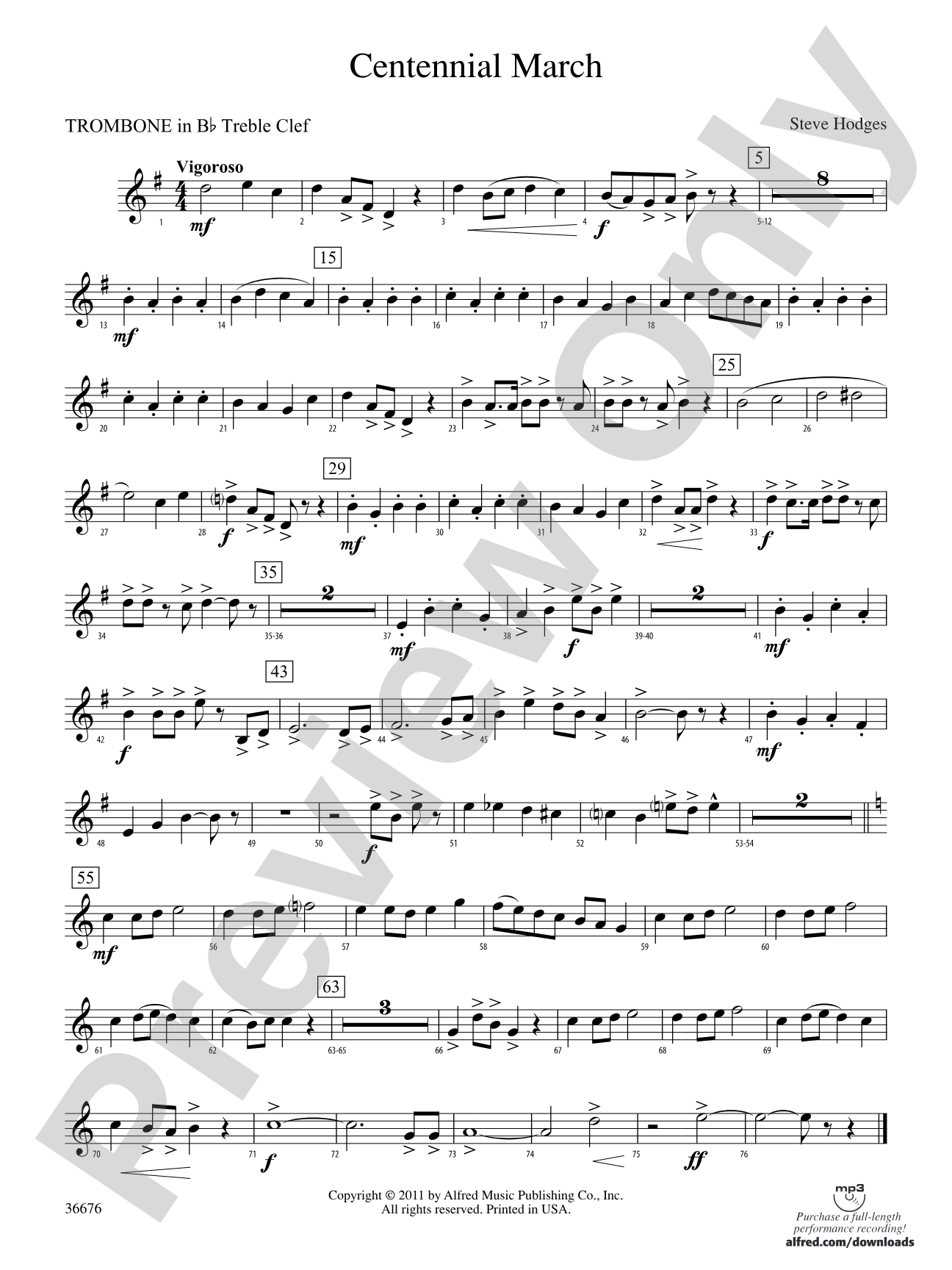 Centennial March: (wp) 1st B-flat Trombone T.C.