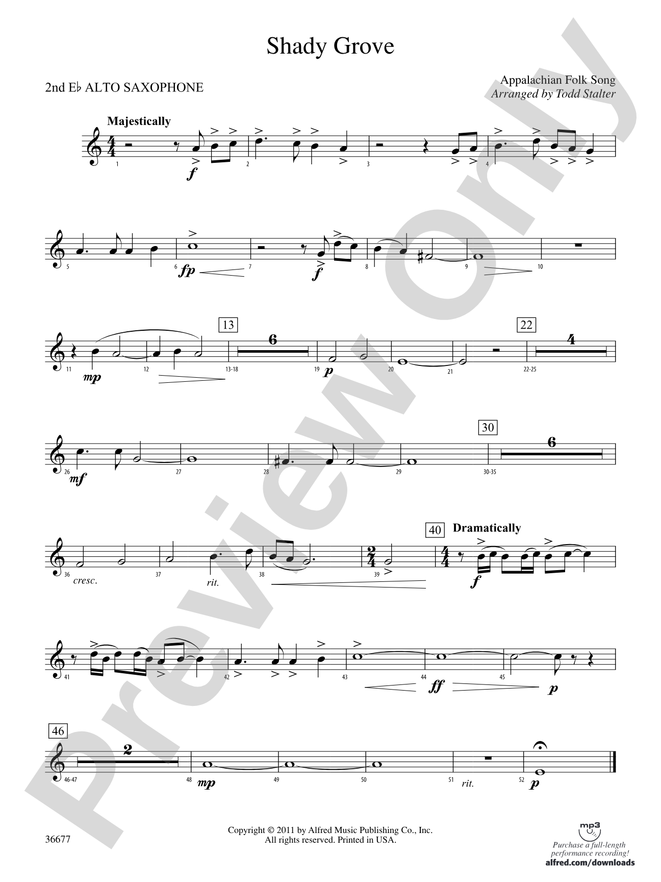Shady Grove: 2nd E-flat Alto Saxophone