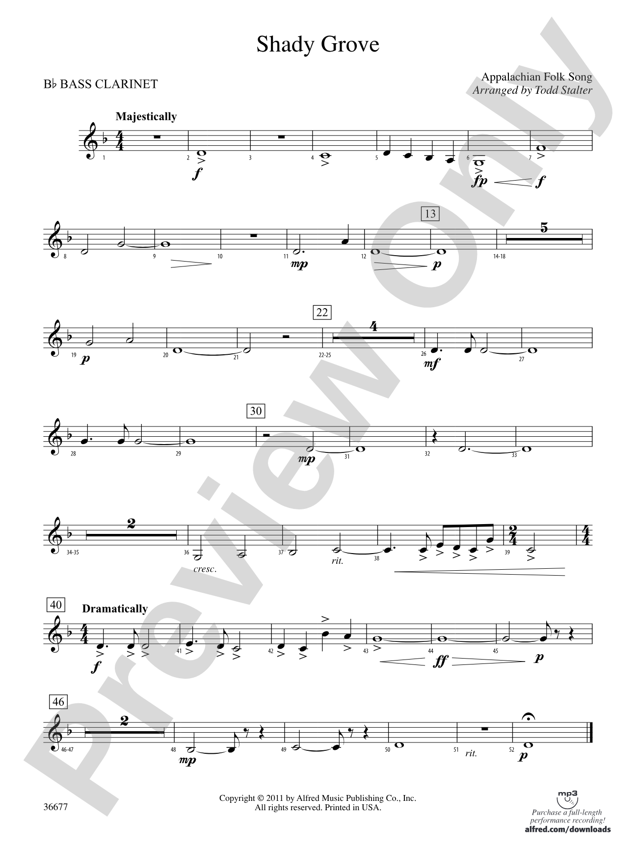Shady Grove: B-flat Bass Clarinet