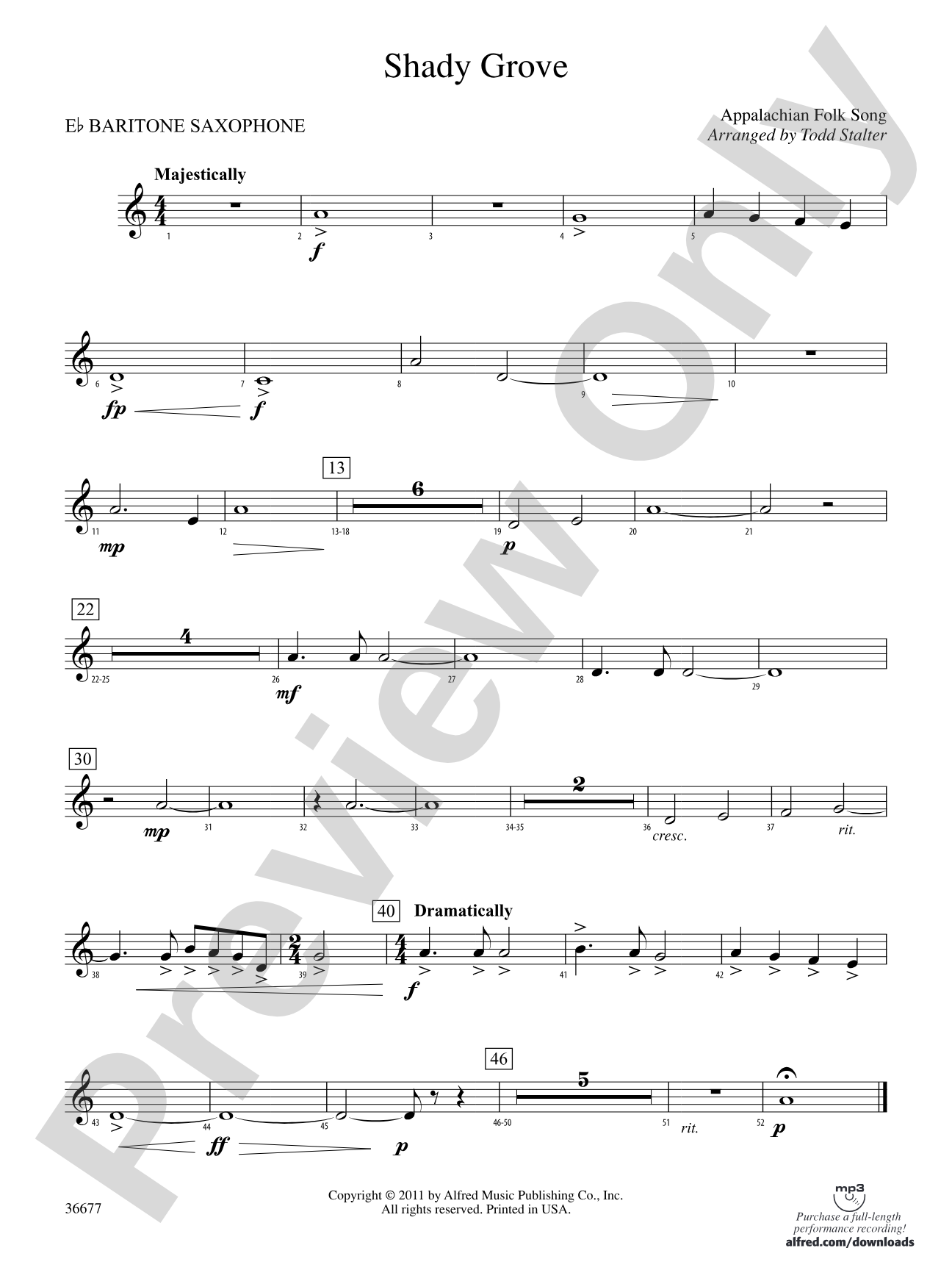 Shady Grove: E-flat Baritone Saxophone
