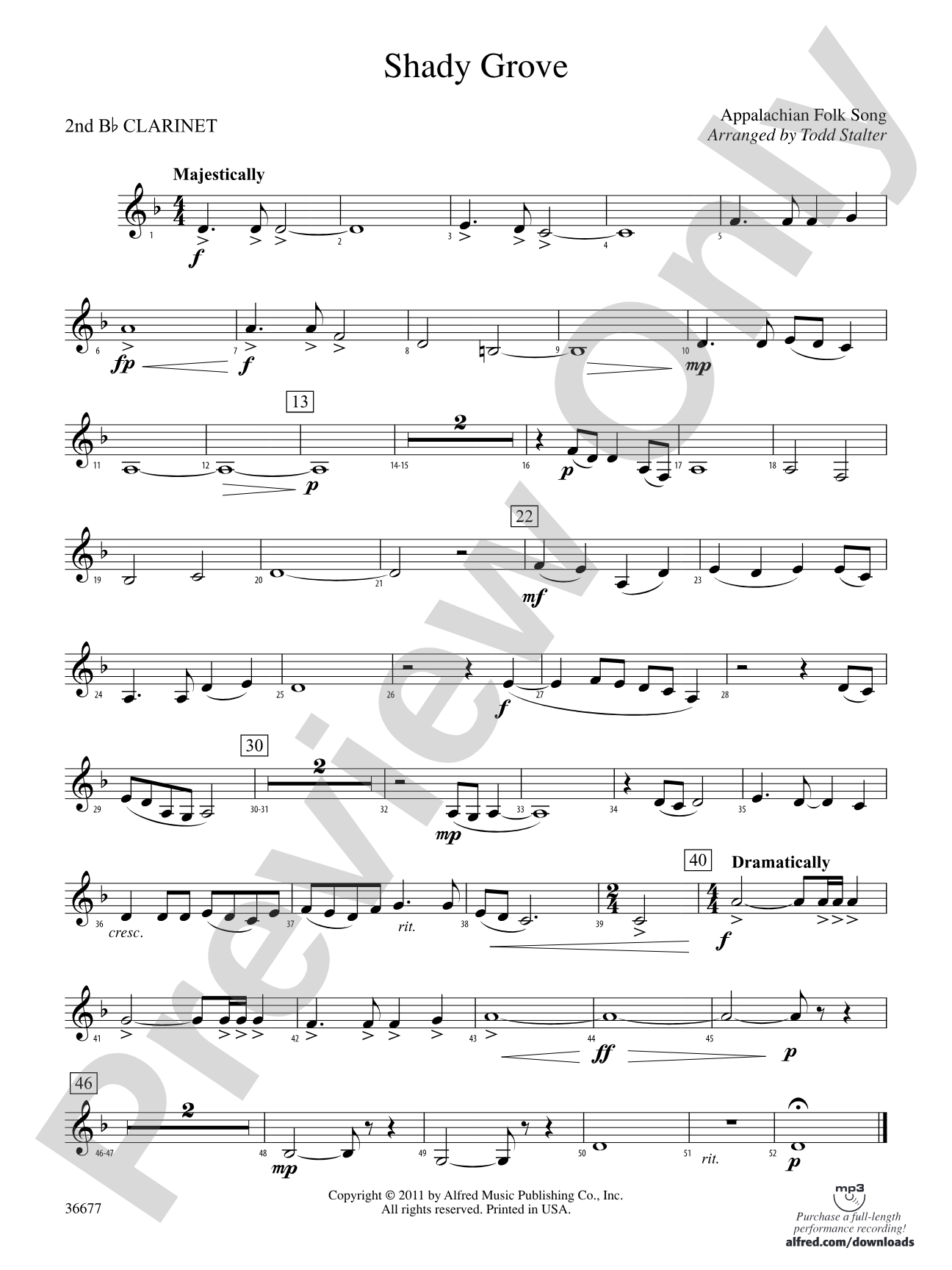Shady Grove: 2nd B-flat Clarinet