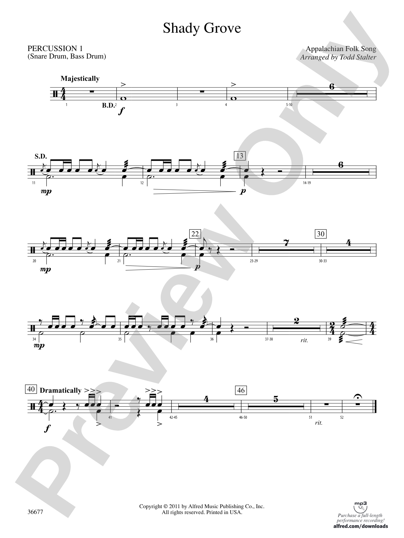 Shady Grove: 1st Percussion