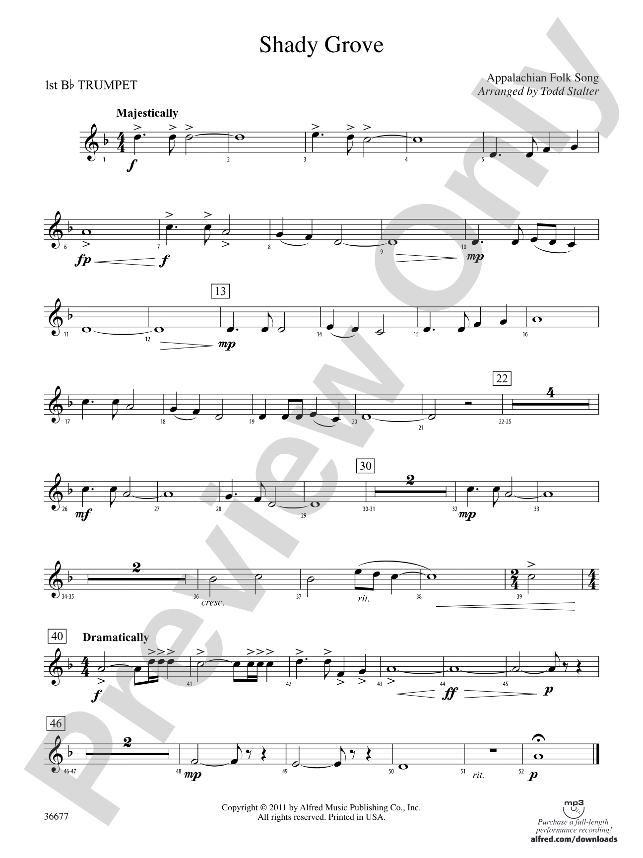 Shady Grove: 1st B-flat Trumpet